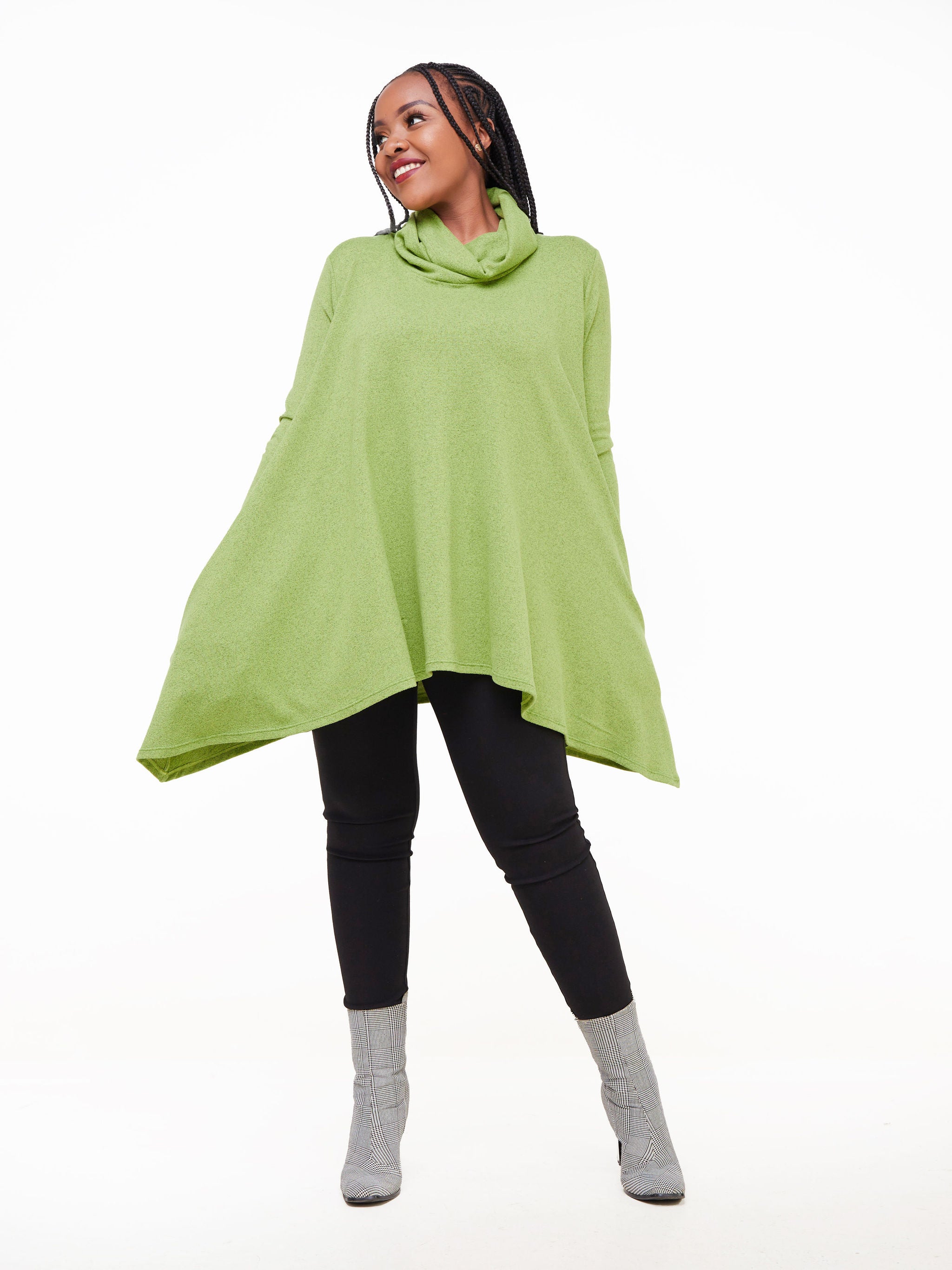 Vivo Basic Imelda Cowl Sweater -  Olive Green