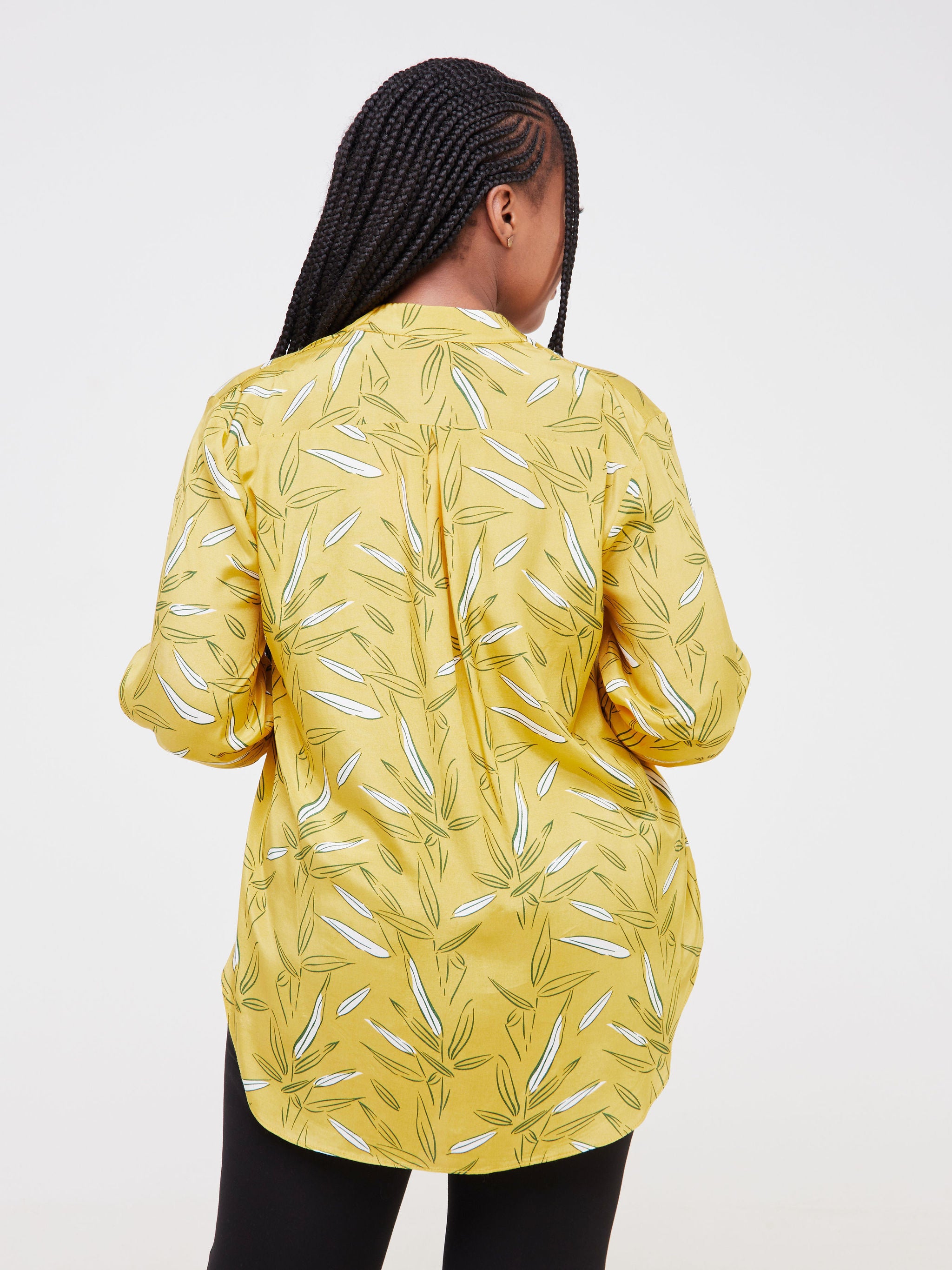 Vivo Dua Shirt - Yellow / Green Leaf Print