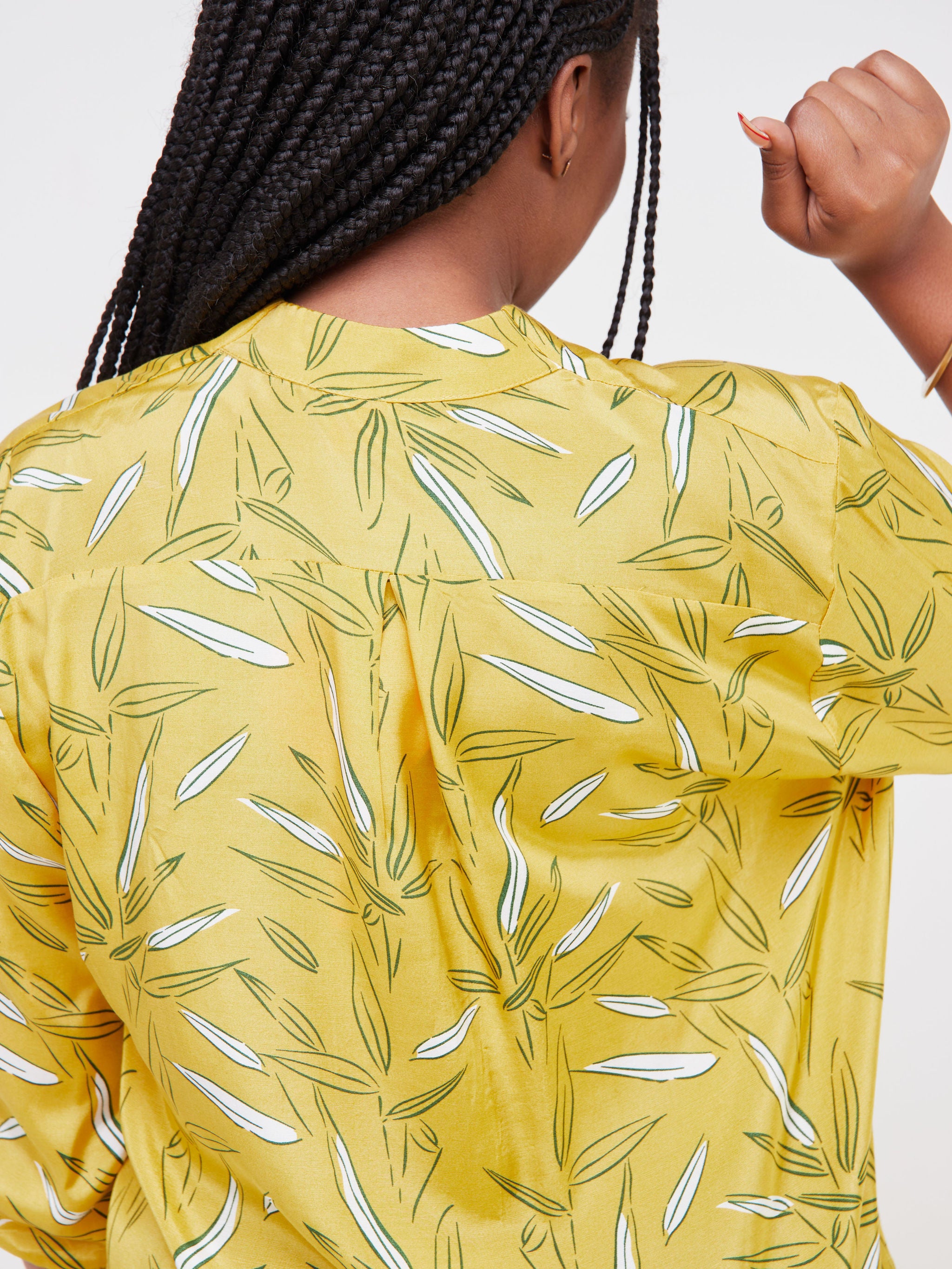 Vivo Dua Shirt - Yellow / Green Leaf Print