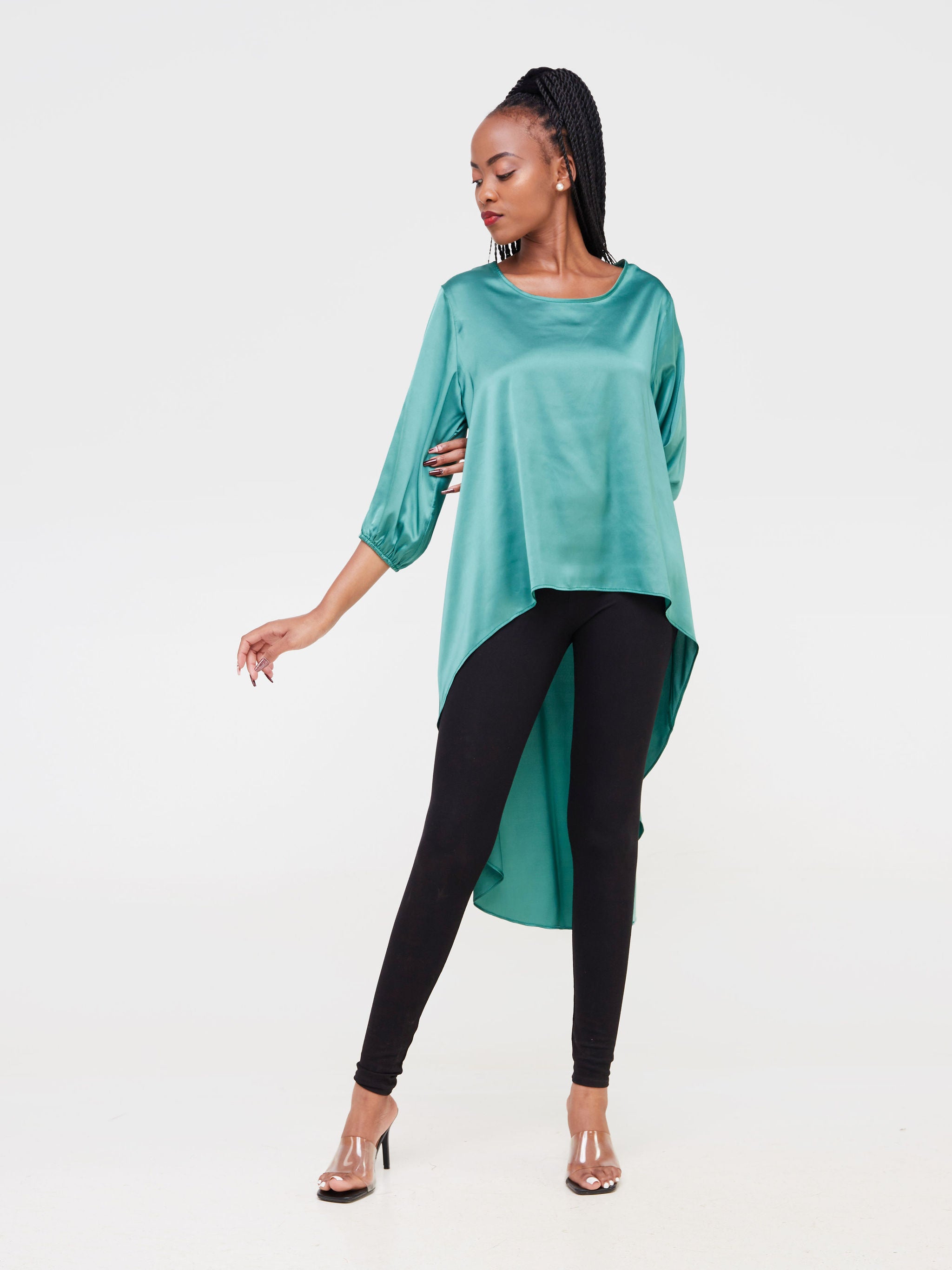 Vivo Basic Nalia Satin High Low Top - Green