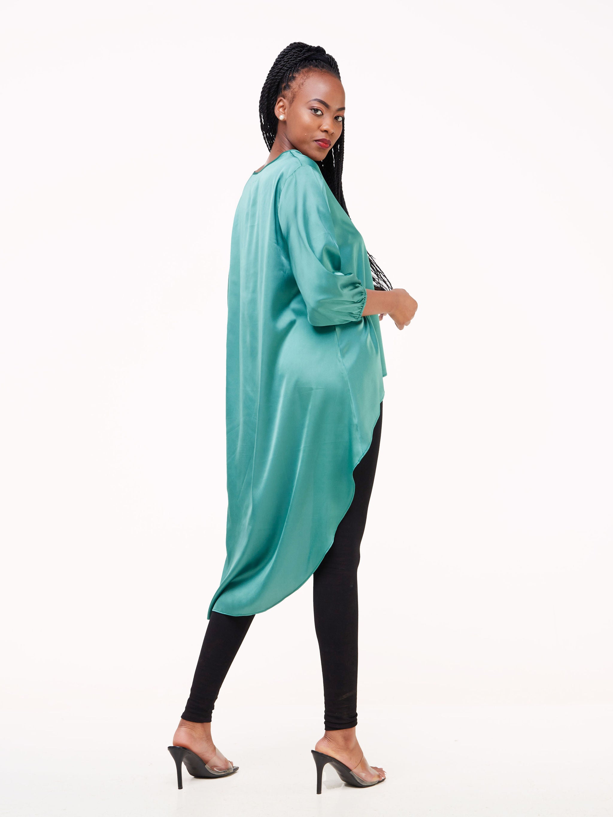 Vivo Basic Nalia Satin High Low Top - Green