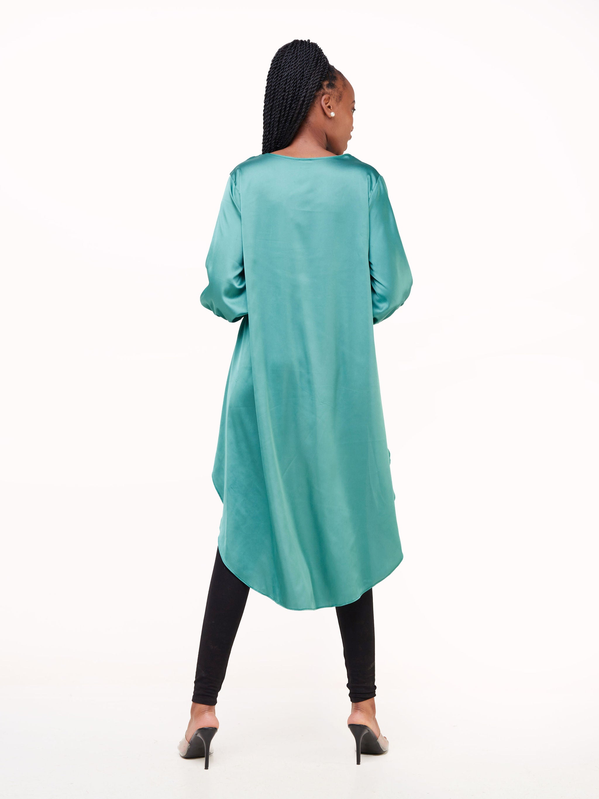 Vivo Basic Nalia Satin High Low Top - Green