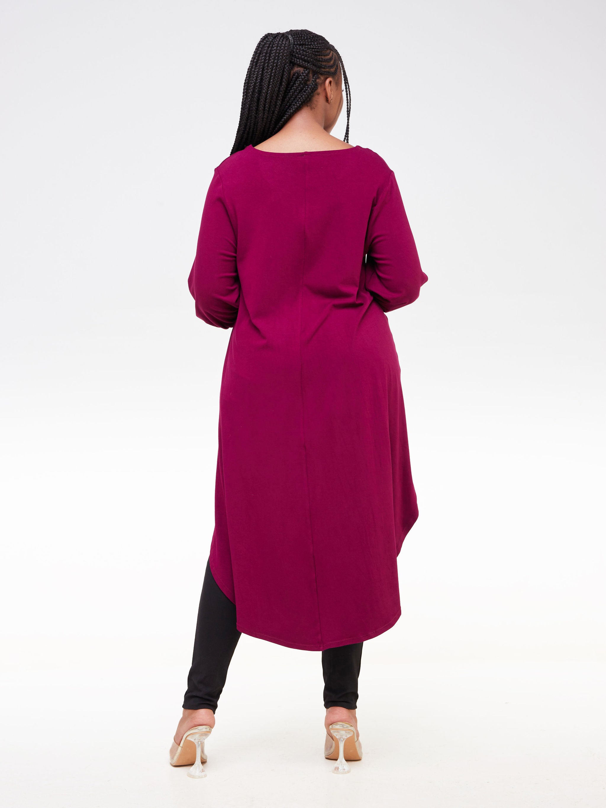 Vivo Basic Nalia High Low Jersey Top - Mulberry