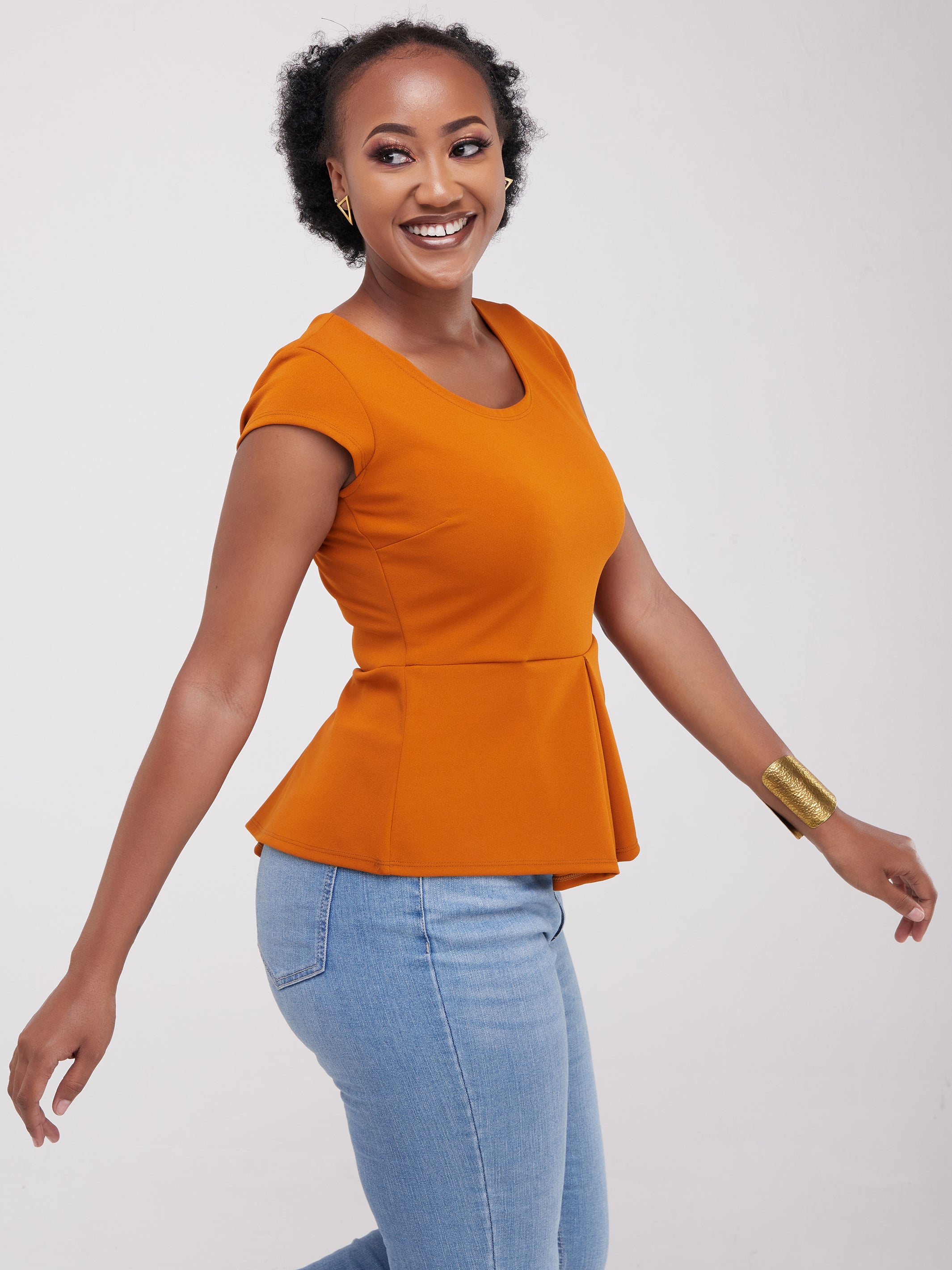 Vivo Cap Sleeve Amber Front Pleat Top - Mustard