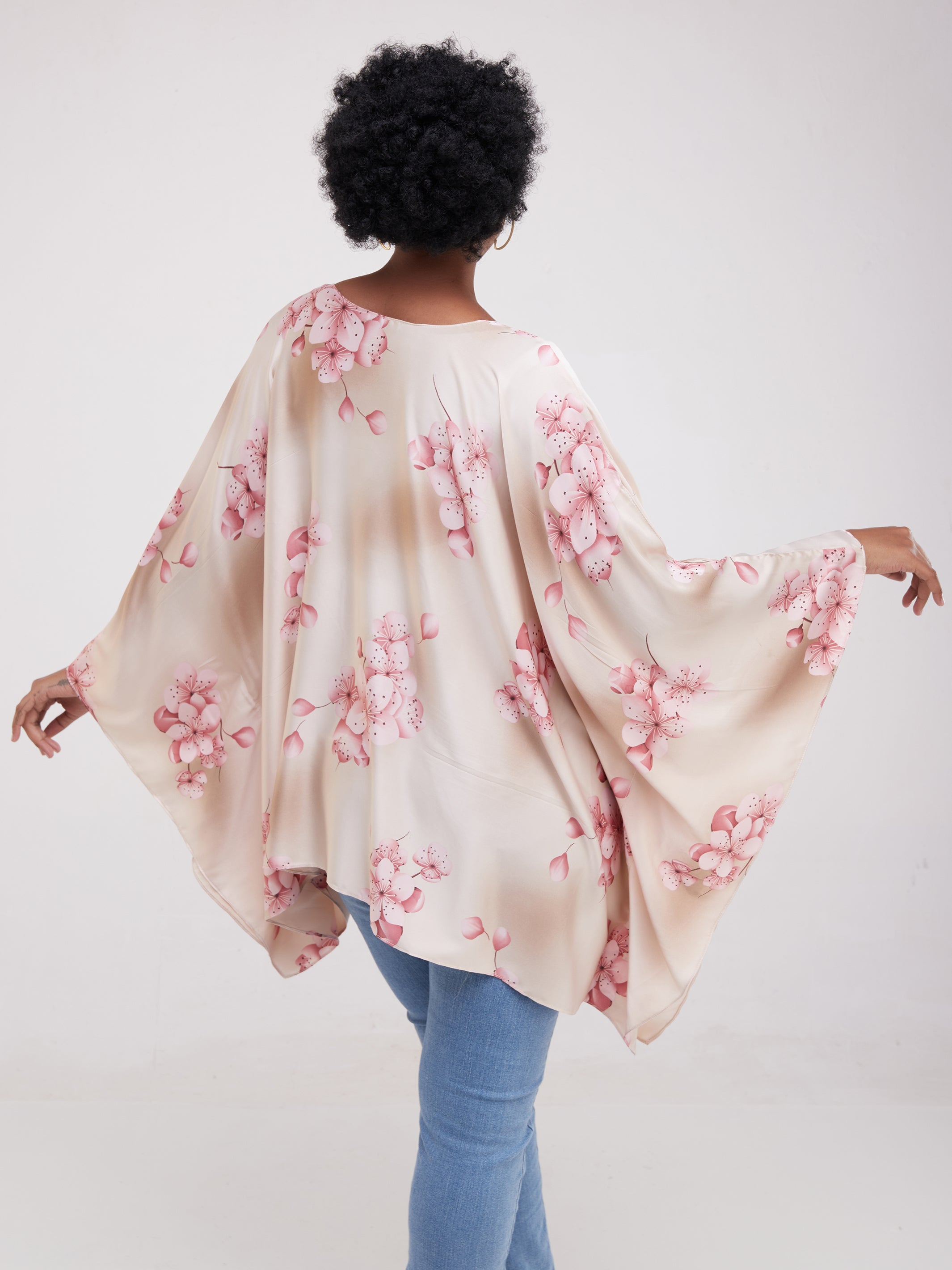 Safari Lamu Satin Top - Pink Print