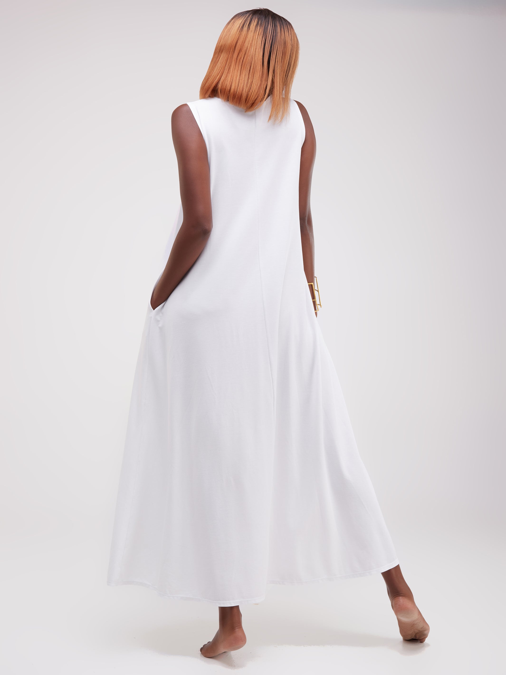 Vivo Basic Sleeveless Kena Tent Maxi Dress - White