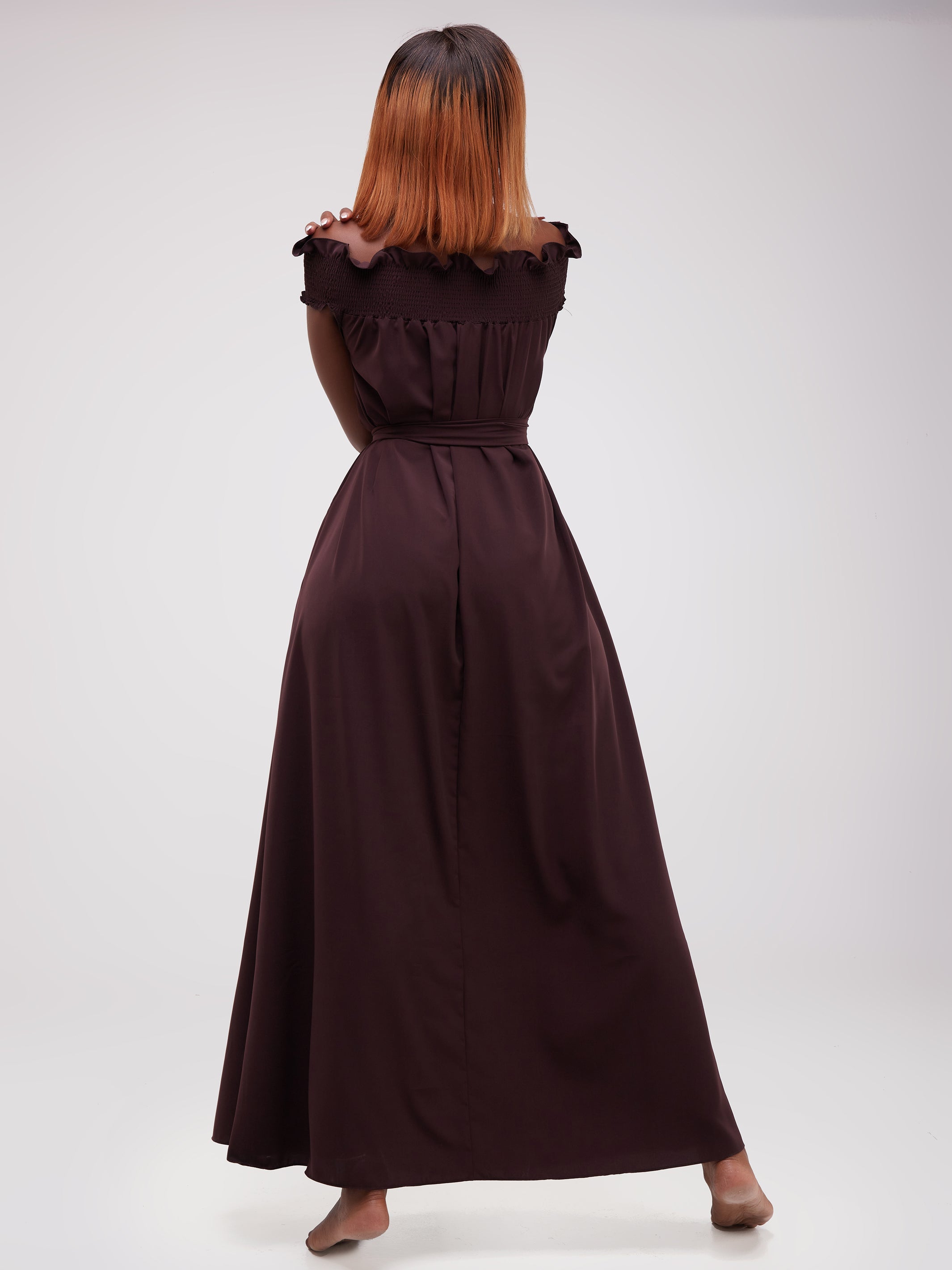 Vivo Alek Off-Shoulder Maxi Dress - Maroon