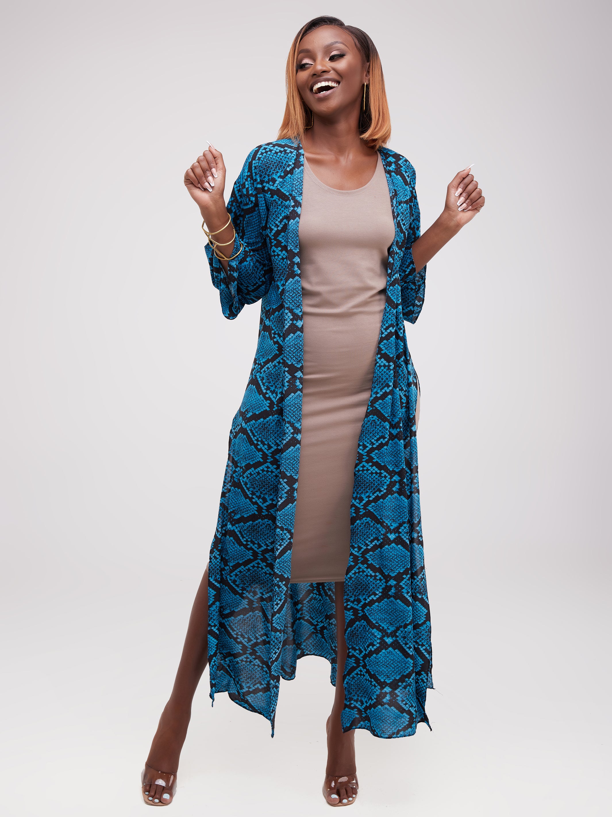 Safari Maisha Long Sleeved Kimono - Teal Print