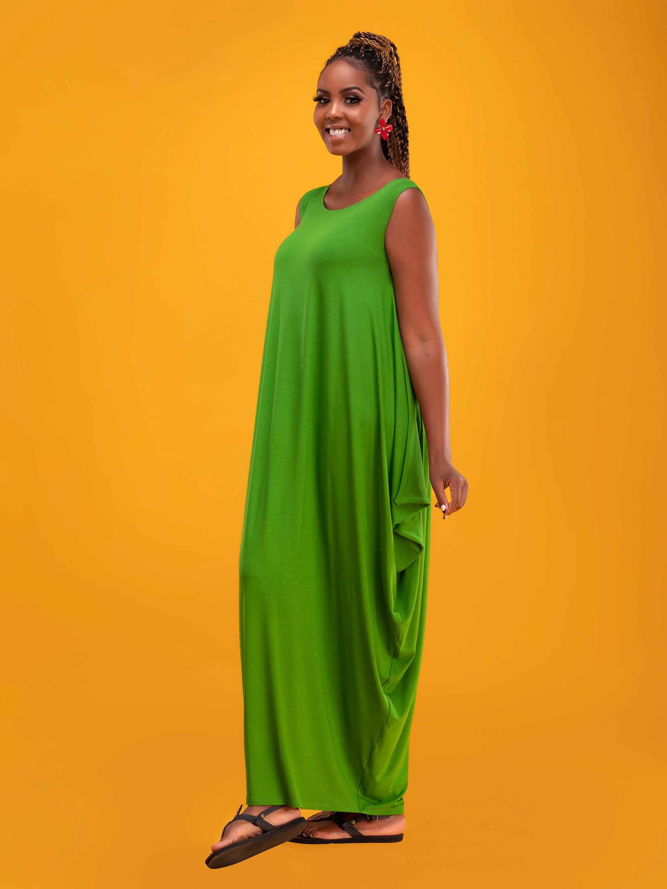 Vivo Basic Salma Maxi Boat Neck Dress Green Vivo Fashion Group Kenya