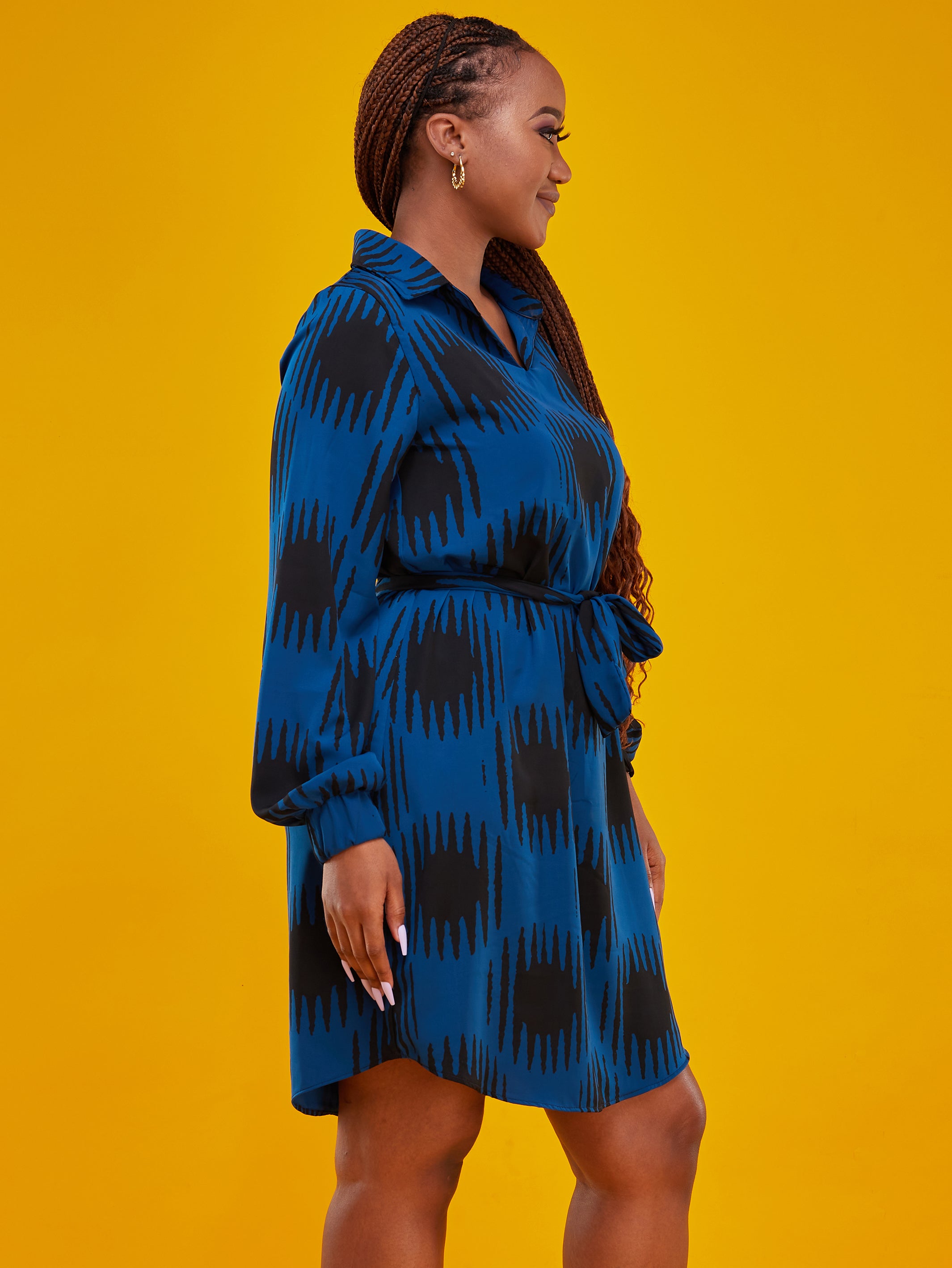 Vivo Tsavo A-Line Dress - Teal / Black Print