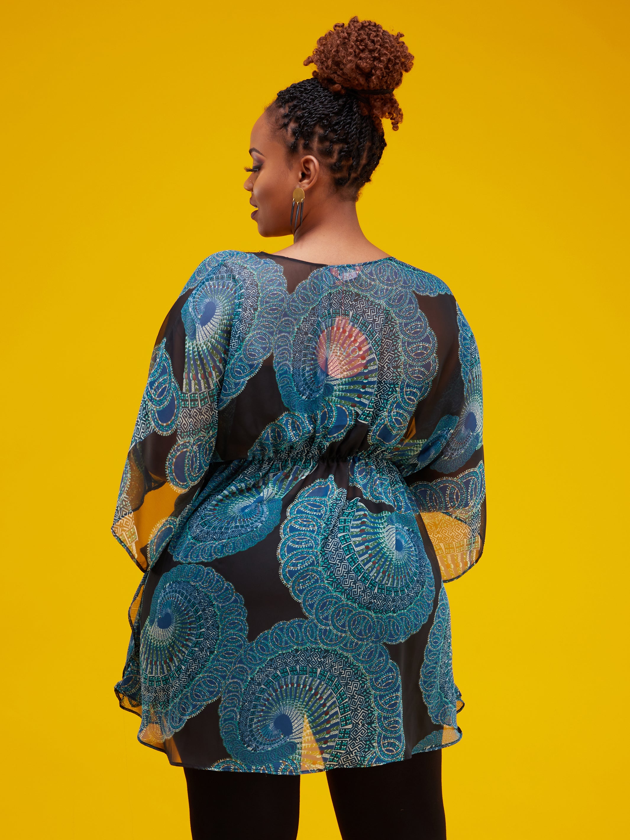 Vivo Lulu Tunic Kaftan - Blue / Taupe Print