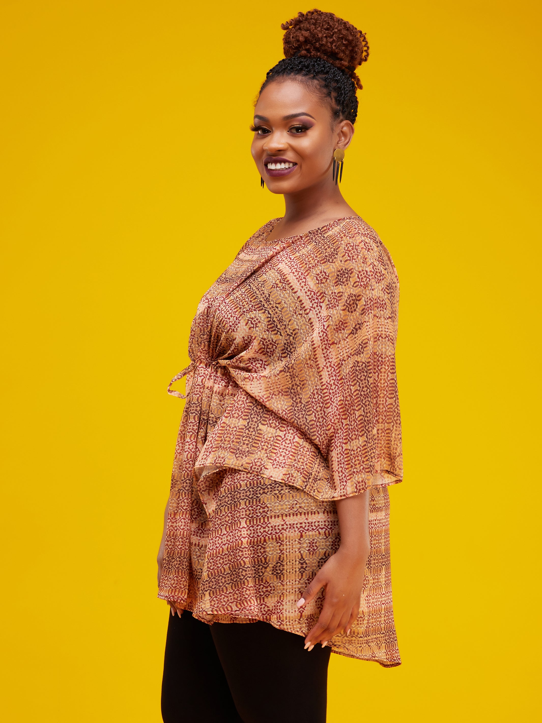Vivo Lulu Tunic Kaftan - Orange / Red Print