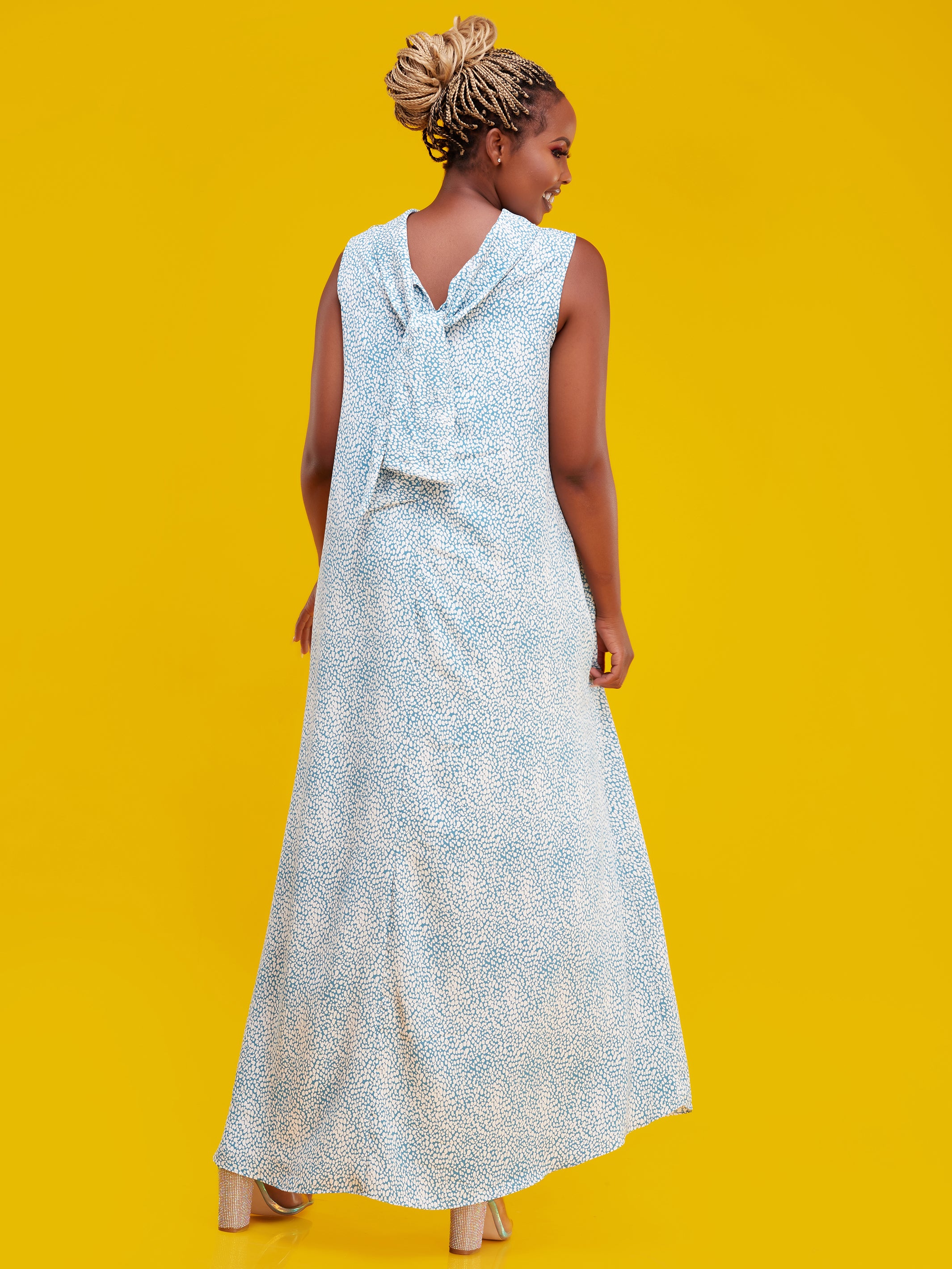 Vivo Bissa Reversible Maxi Dress - Light Blue / White Print
