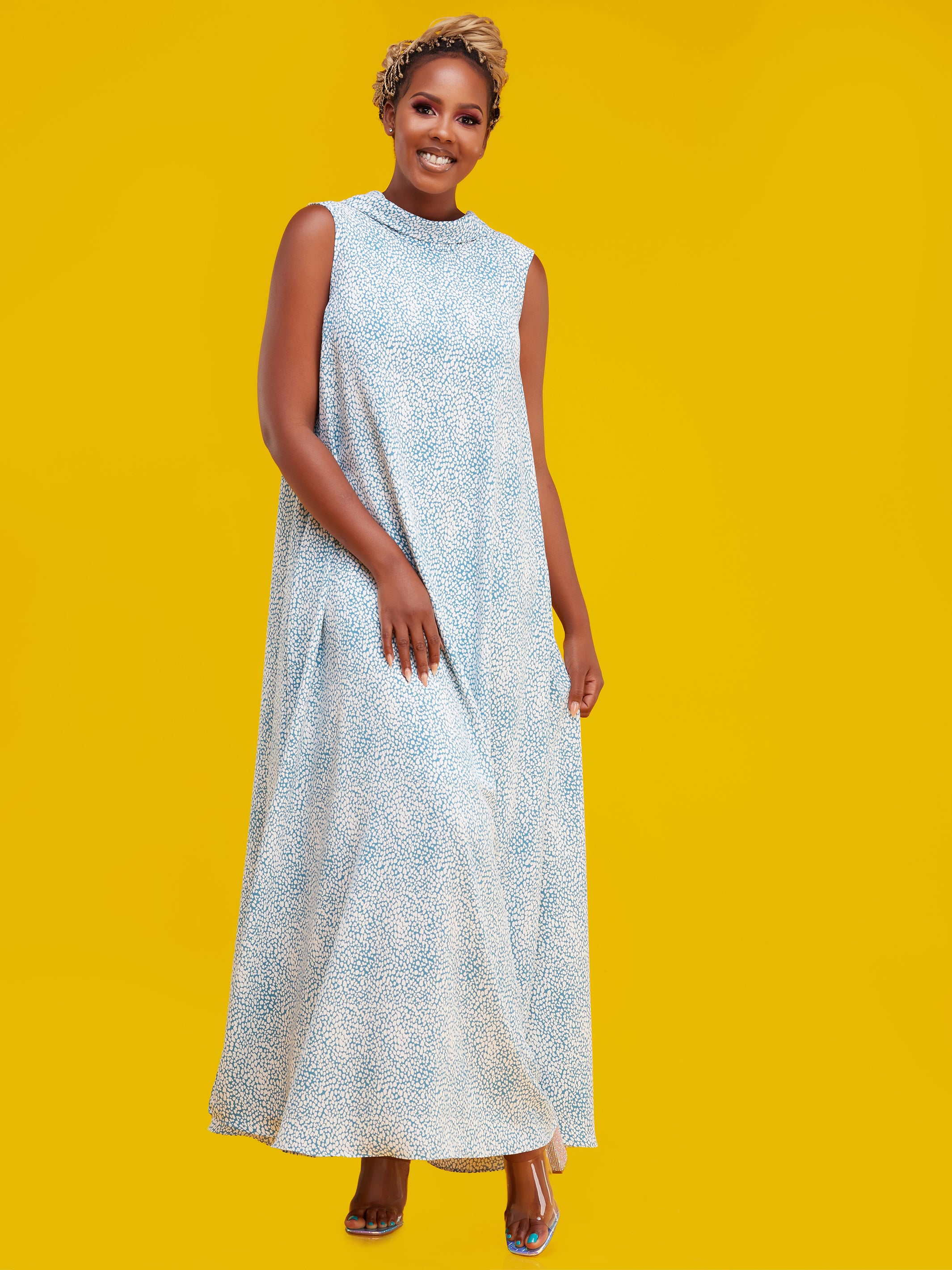 Vivo Bissa Reversible Maxi Dress - Light Blue / White Print