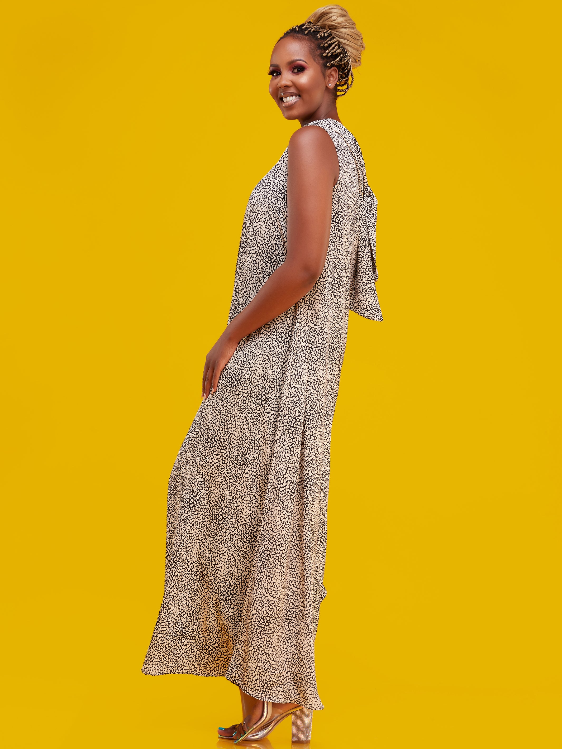 Vivo Bissa Reversible Maxi Dress - Black / Buttermilk Print