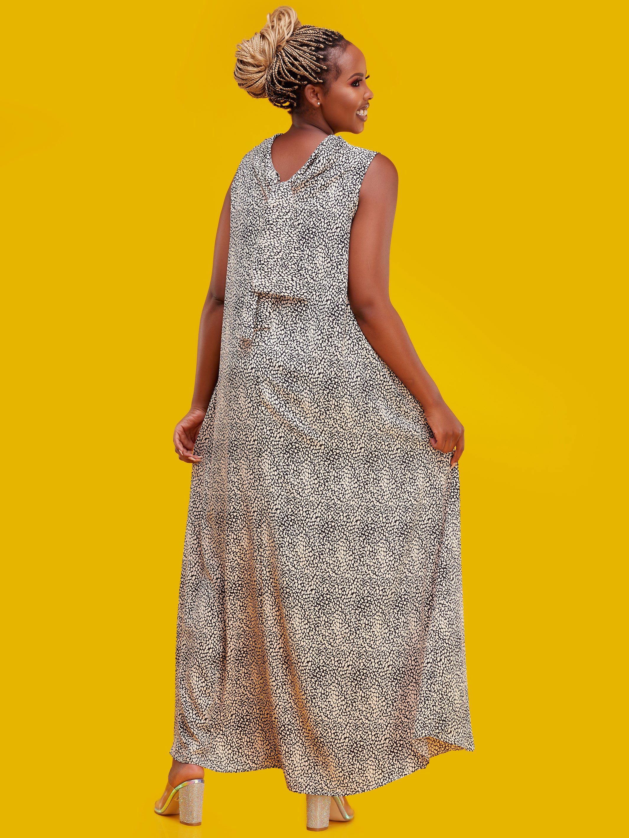 Vivo Bissa Reversible Maxi Dress - Black / Buttermilk Print
