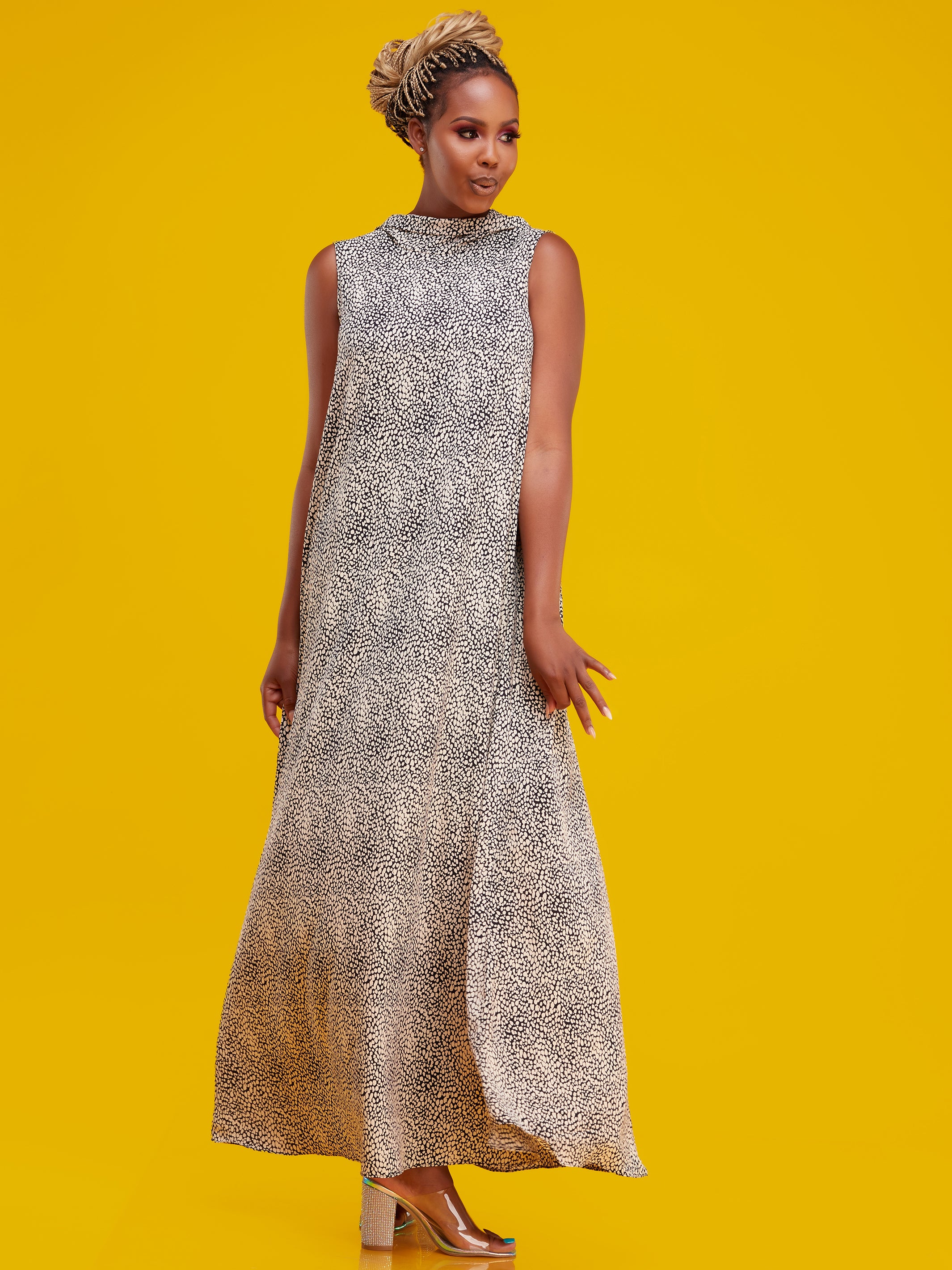 Vivo Bissa Reversible Maxi Dress - Black / Buttermilk Print