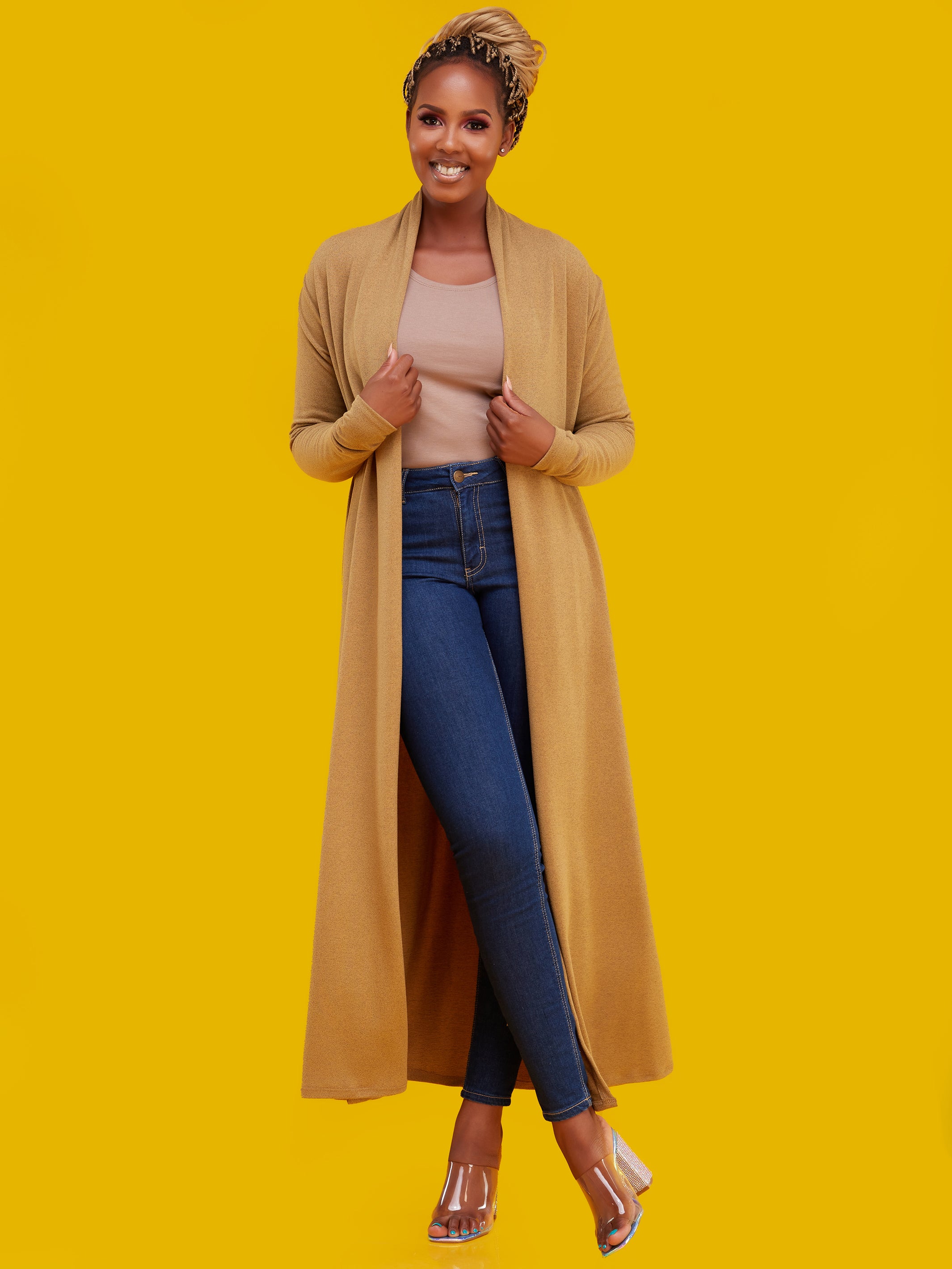 Vivo Basic Extra Long May Sweater -  Taupe