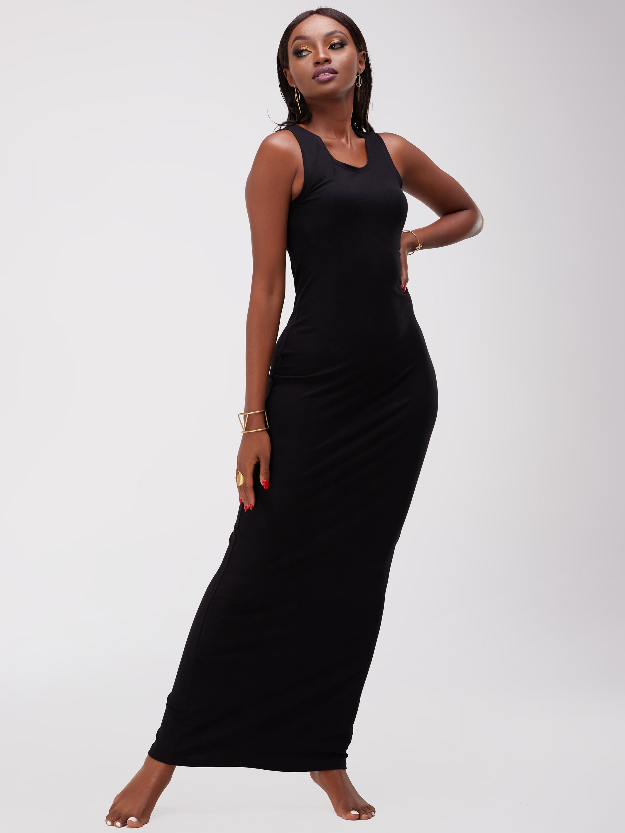 Black straight gown best sale