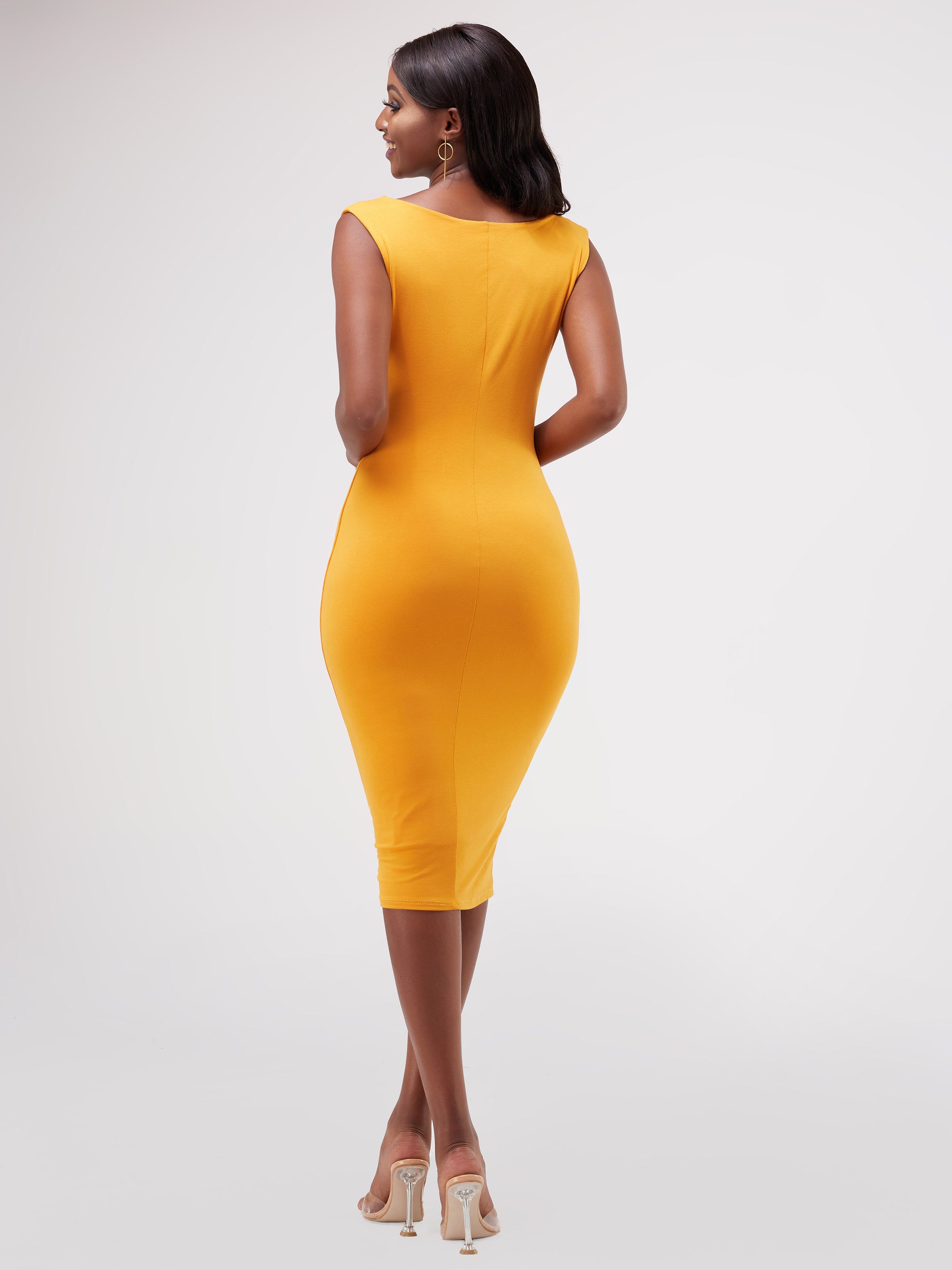 Vivo Basic Sleeveless Double Layered Bodycon - Mustard