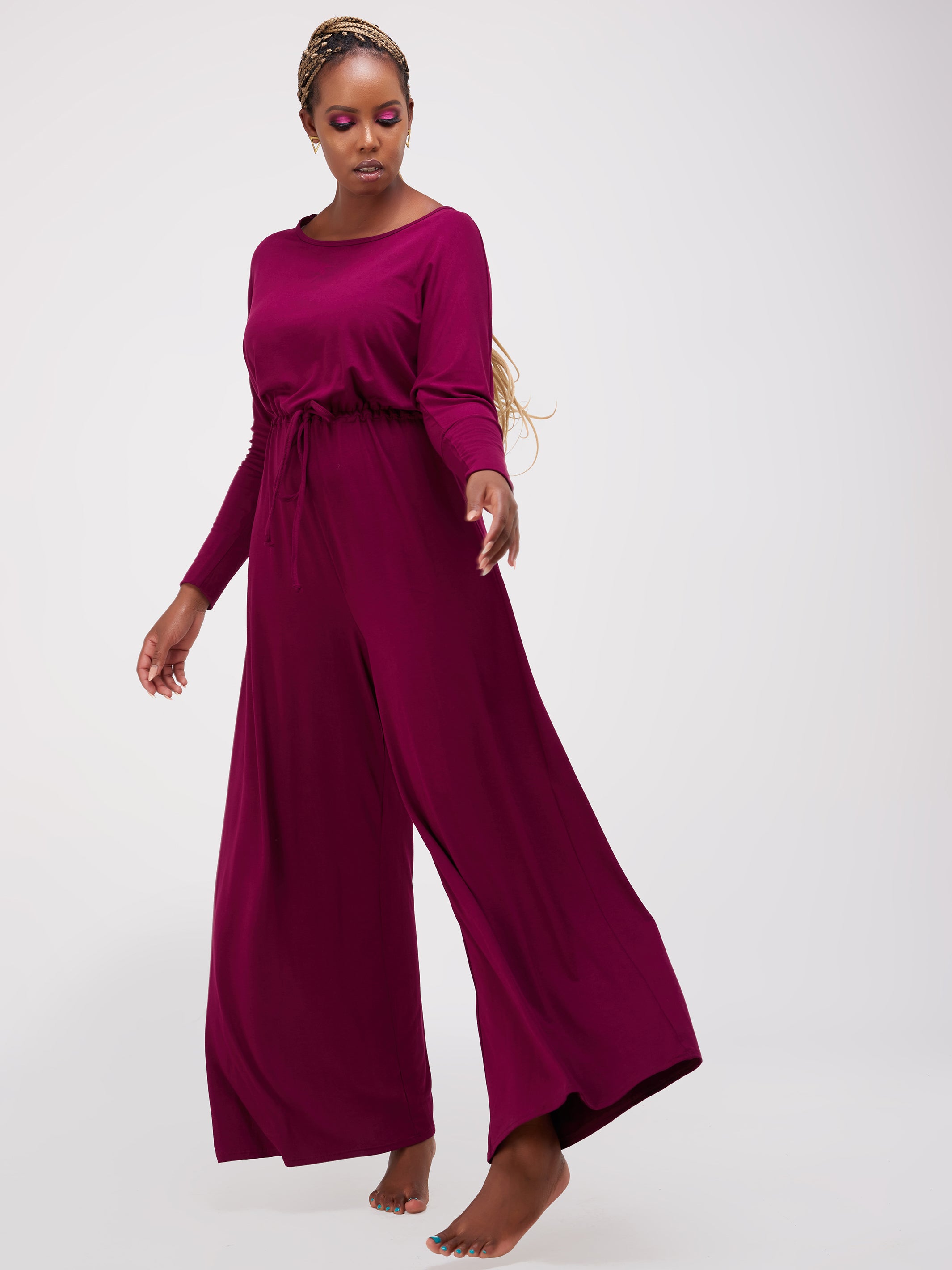 Vivo Lulu Dolman Jumpsuit - Burgundy