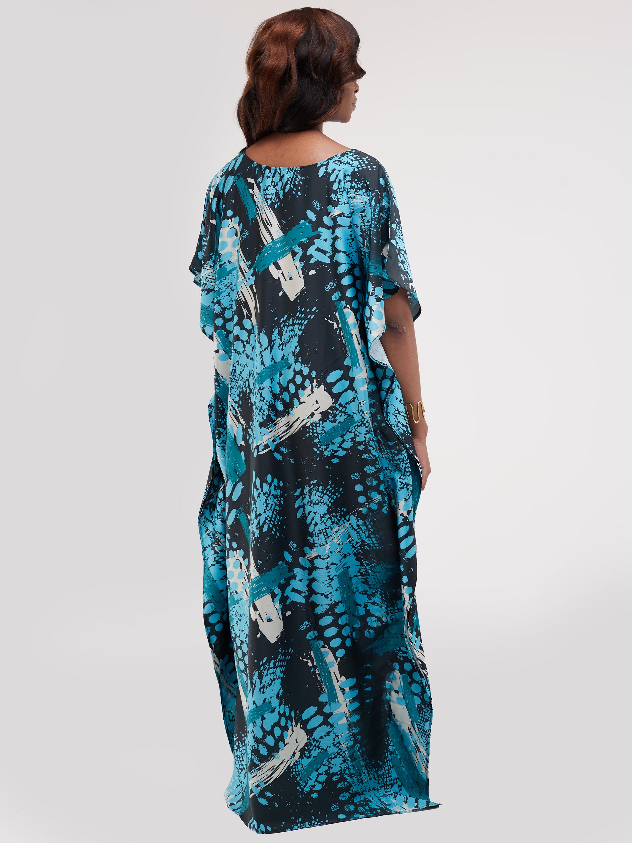 Vivo Tuni Satin Maxi Dira - Sea Green / Blue Print