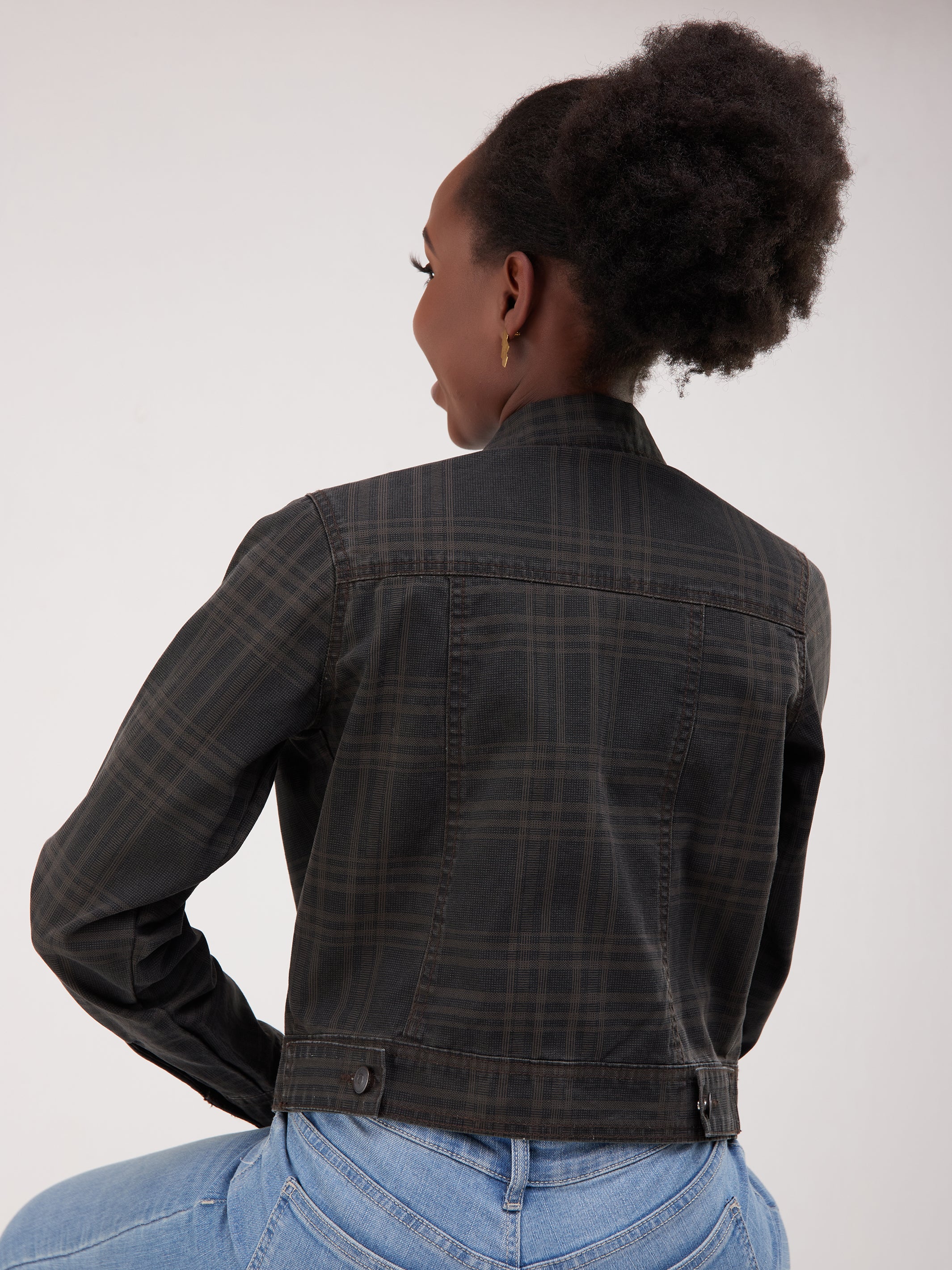 Safari Ladies Crop Jacket - Brown Print