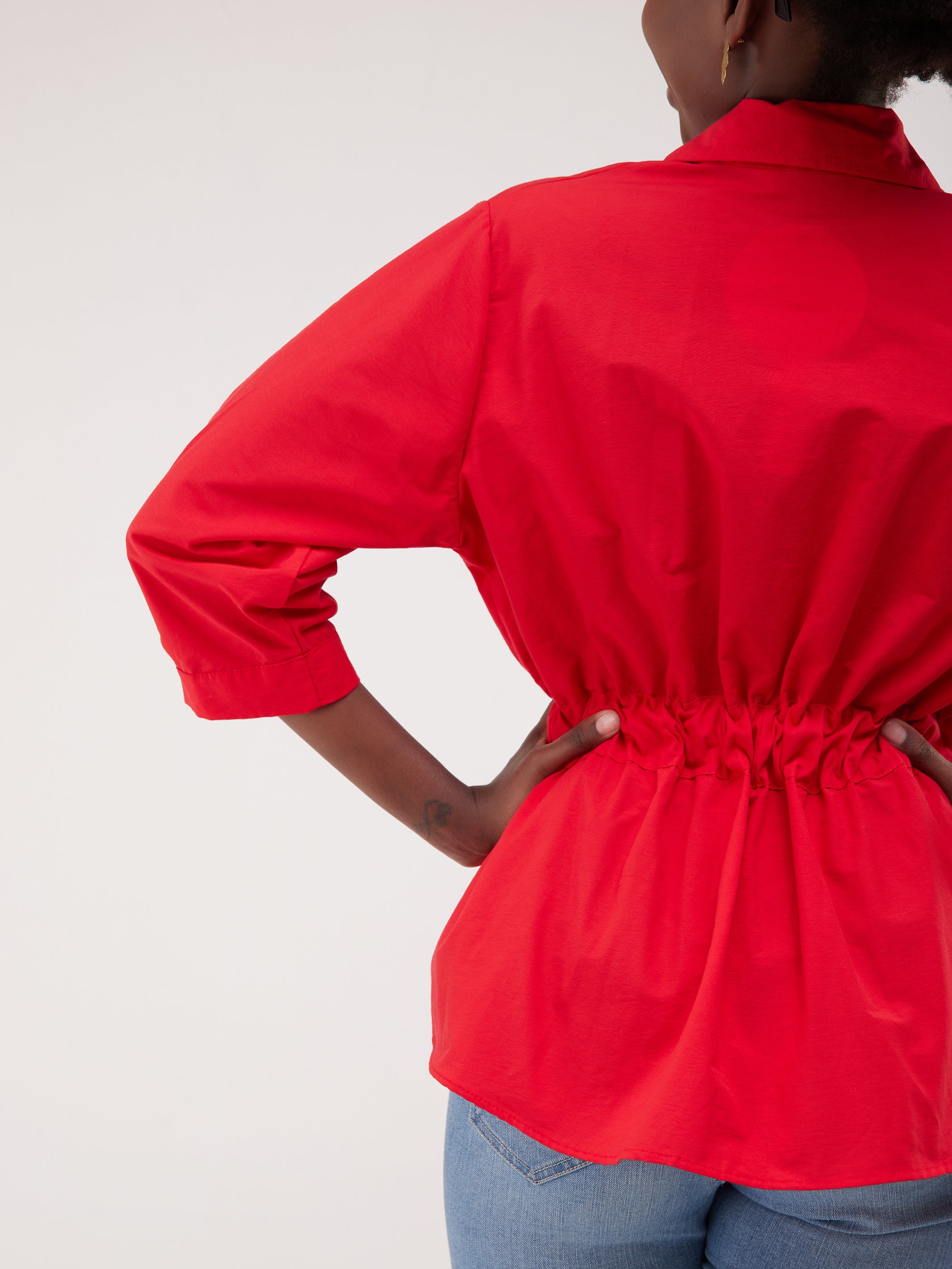 Safari Huru Peplum Shacket - Red