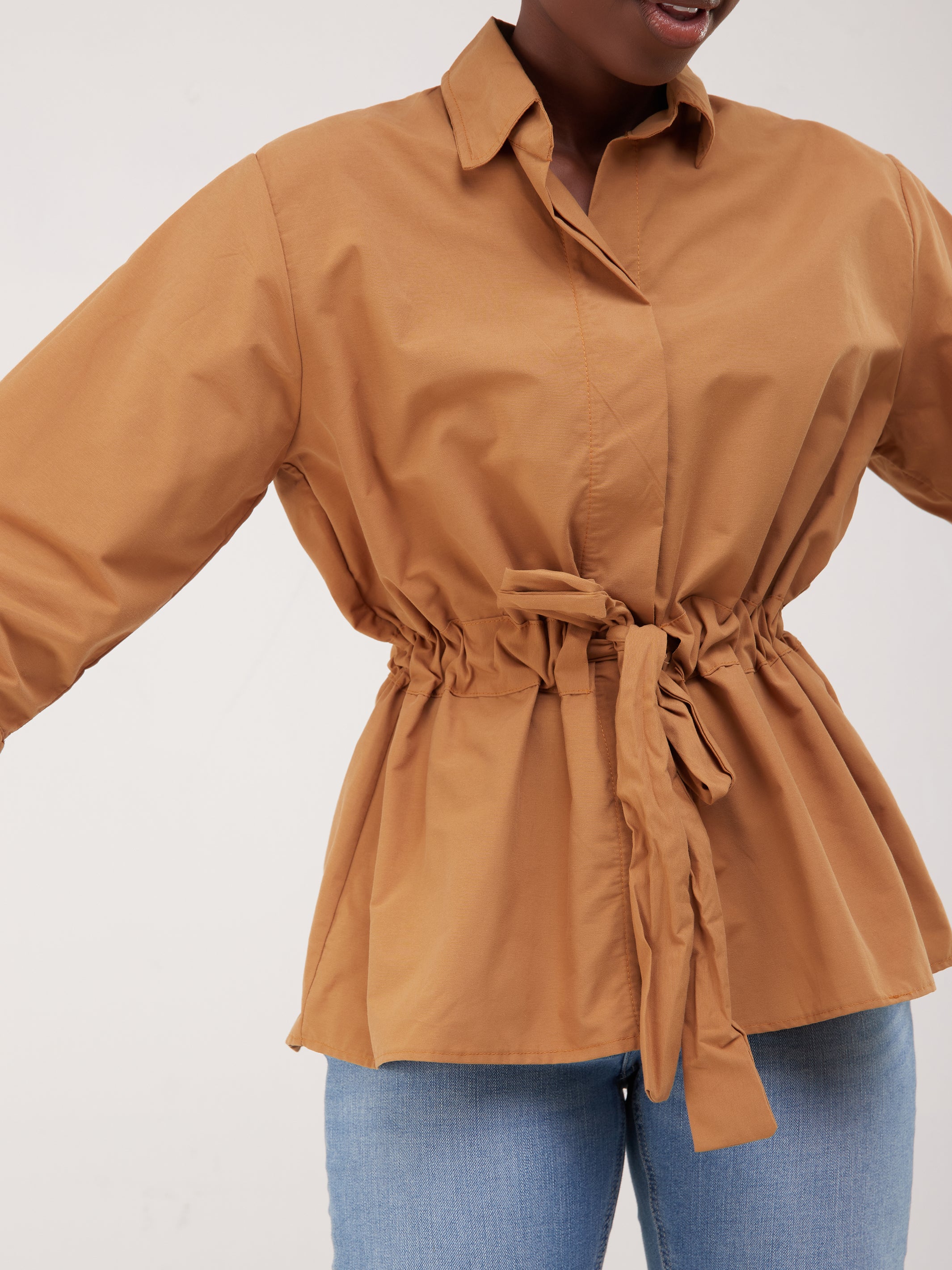 Safari Huru Peplum Shacket - Capuccino