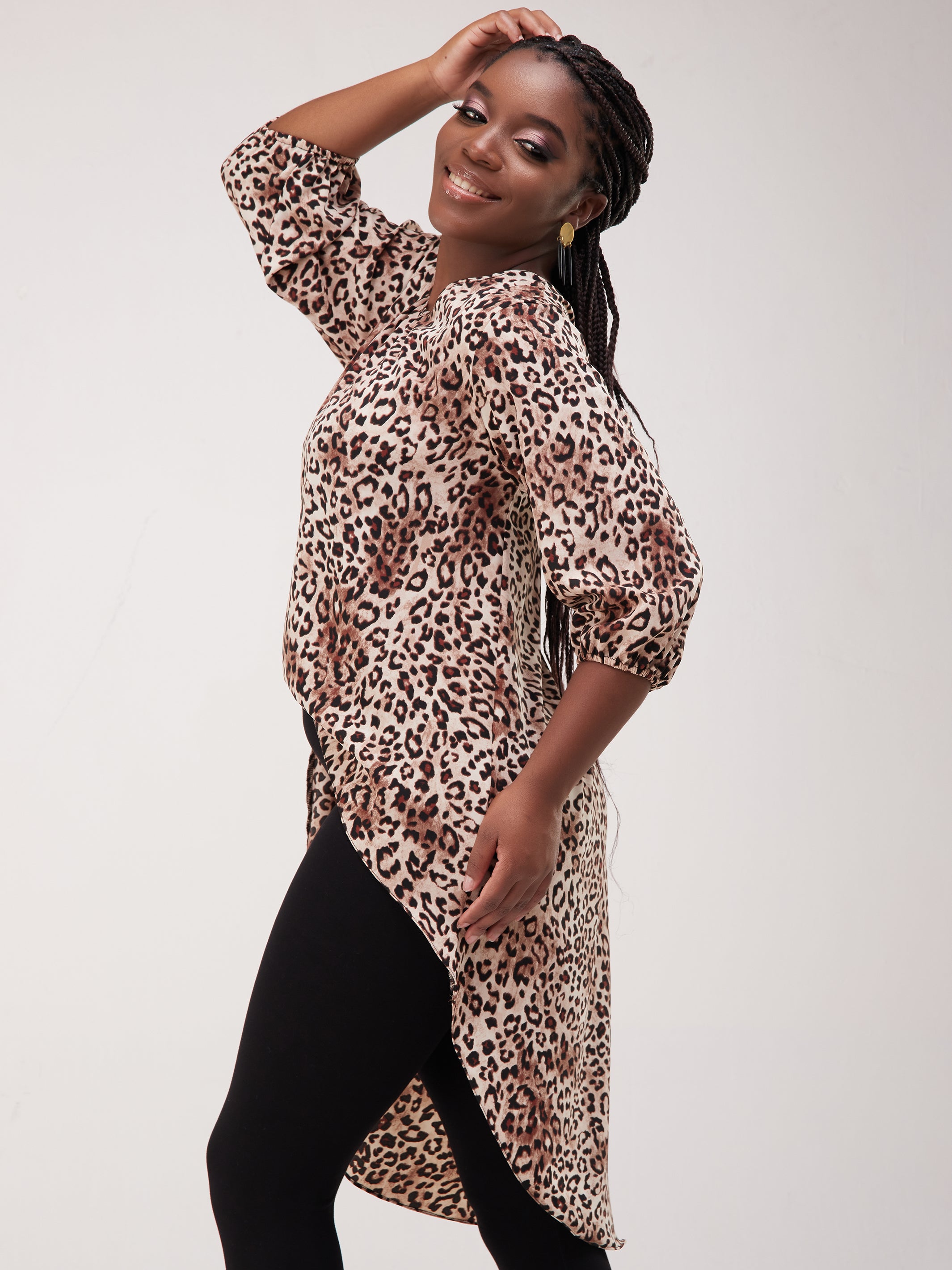 Safari High-Low Top - Brown Print