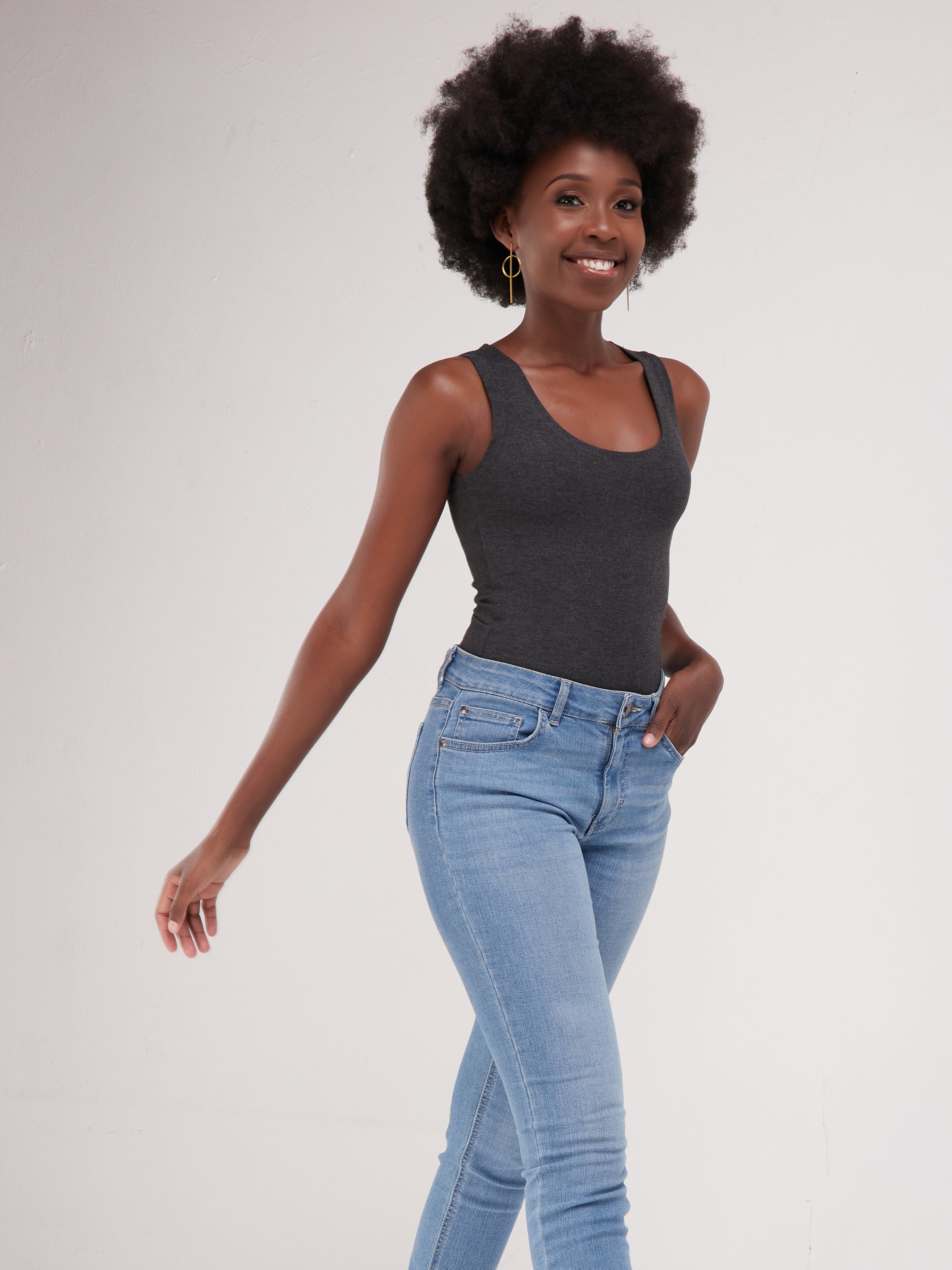 Vivo Basic RT Sleeveless Bodysuit - Dark Grey