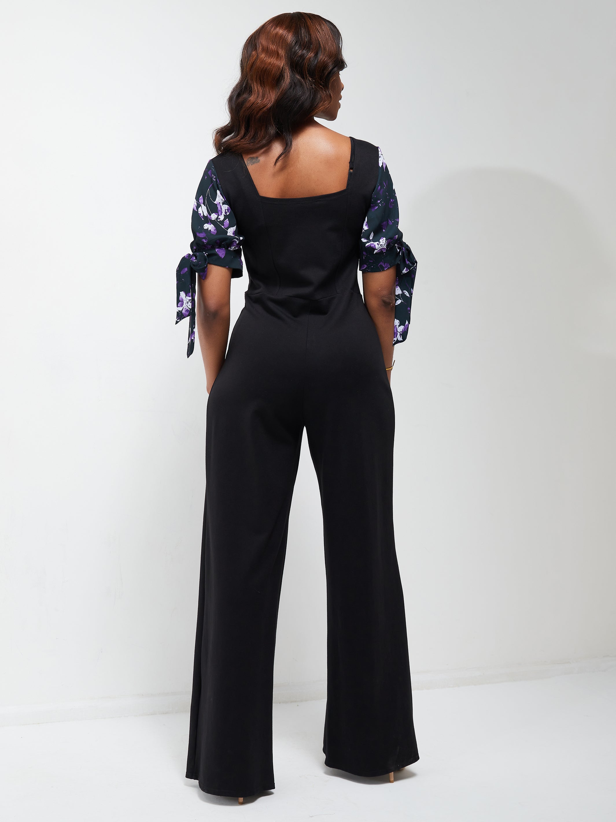 Vivo Ada Puff Sleeve Jumpsuit - Black