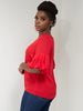 Vivo Basic Boundneck Puff Sleeve Top - Red
