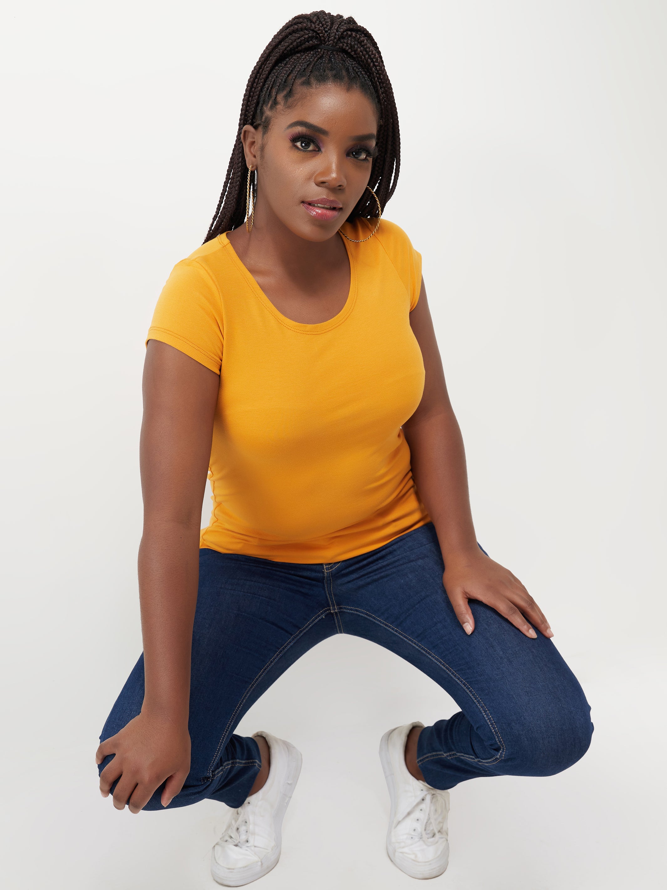 Vivo Basic Val Cap Sleeve Top - Mustard