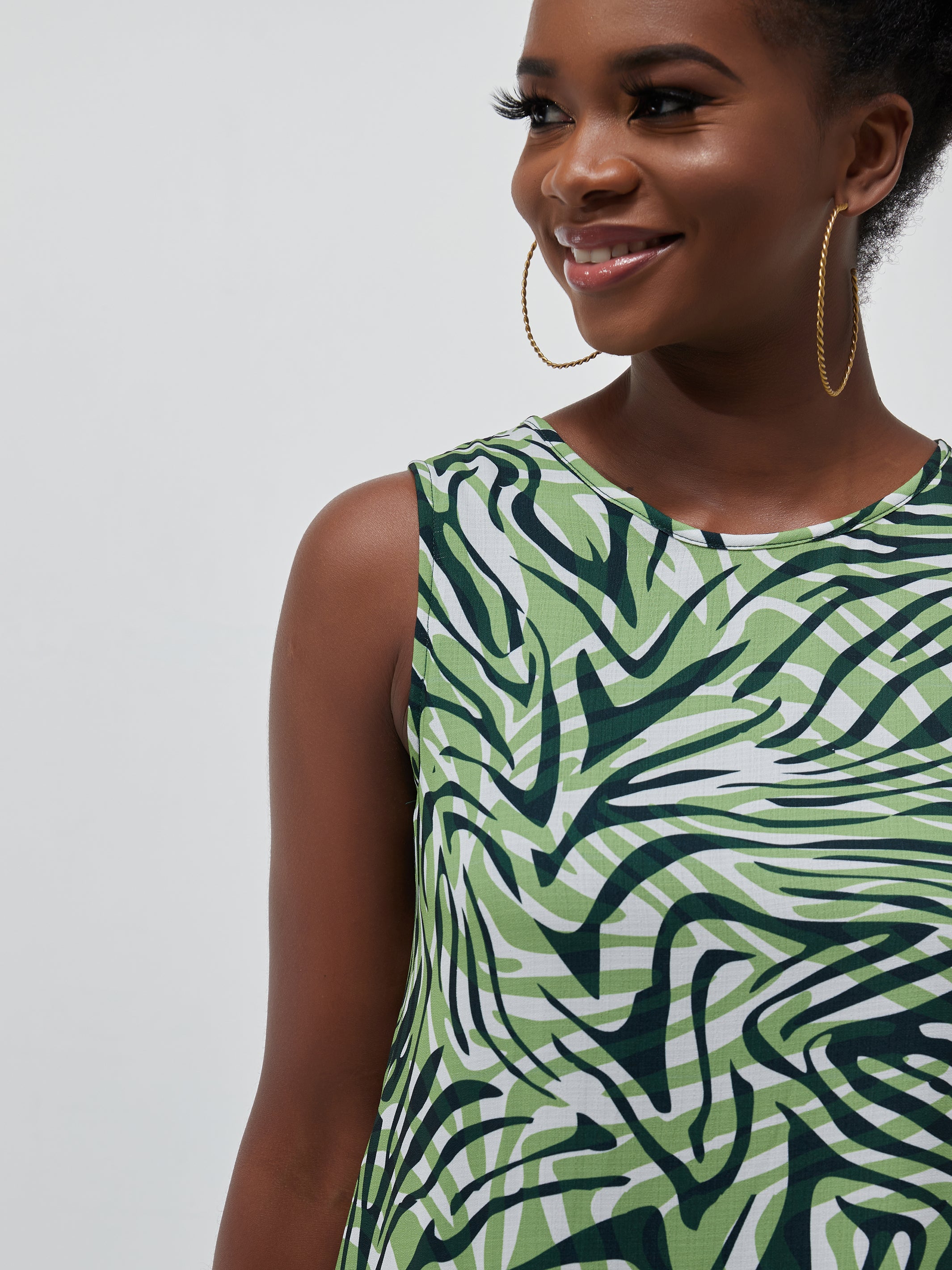 Safari Ayana Sleeveless Maxi Dress - Green Print