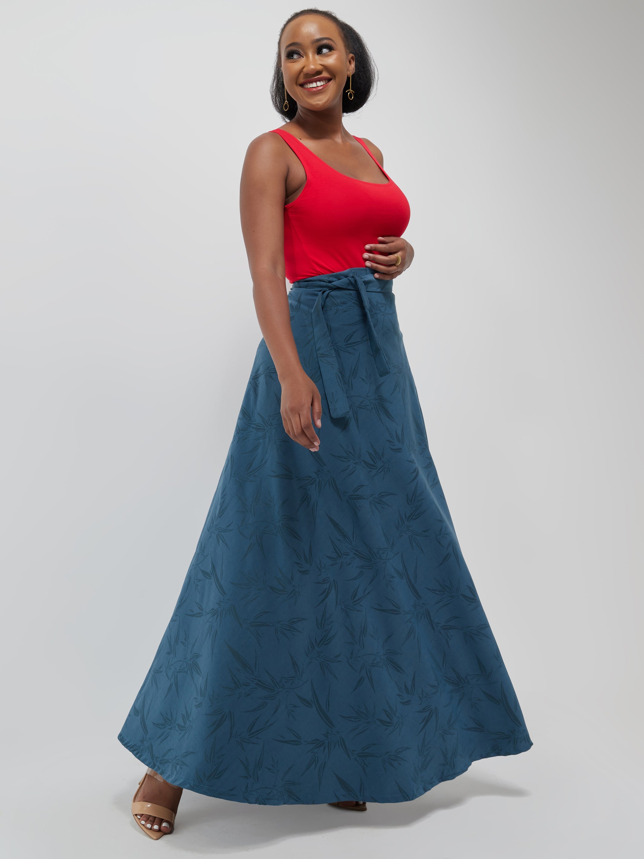 Safari Inara Circular Wrap Maxi Skirt - Teal