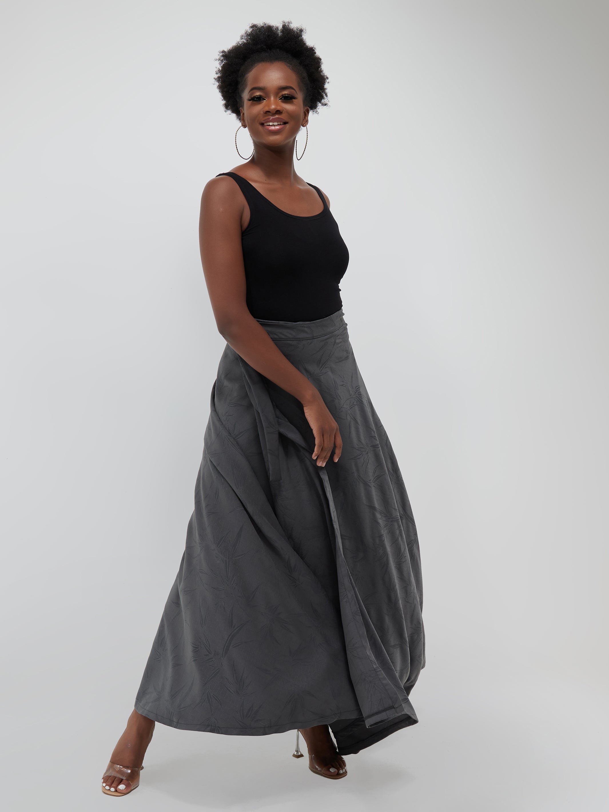 Safari Inara Circular Wrap Maxi Skirt - Dark Grey
