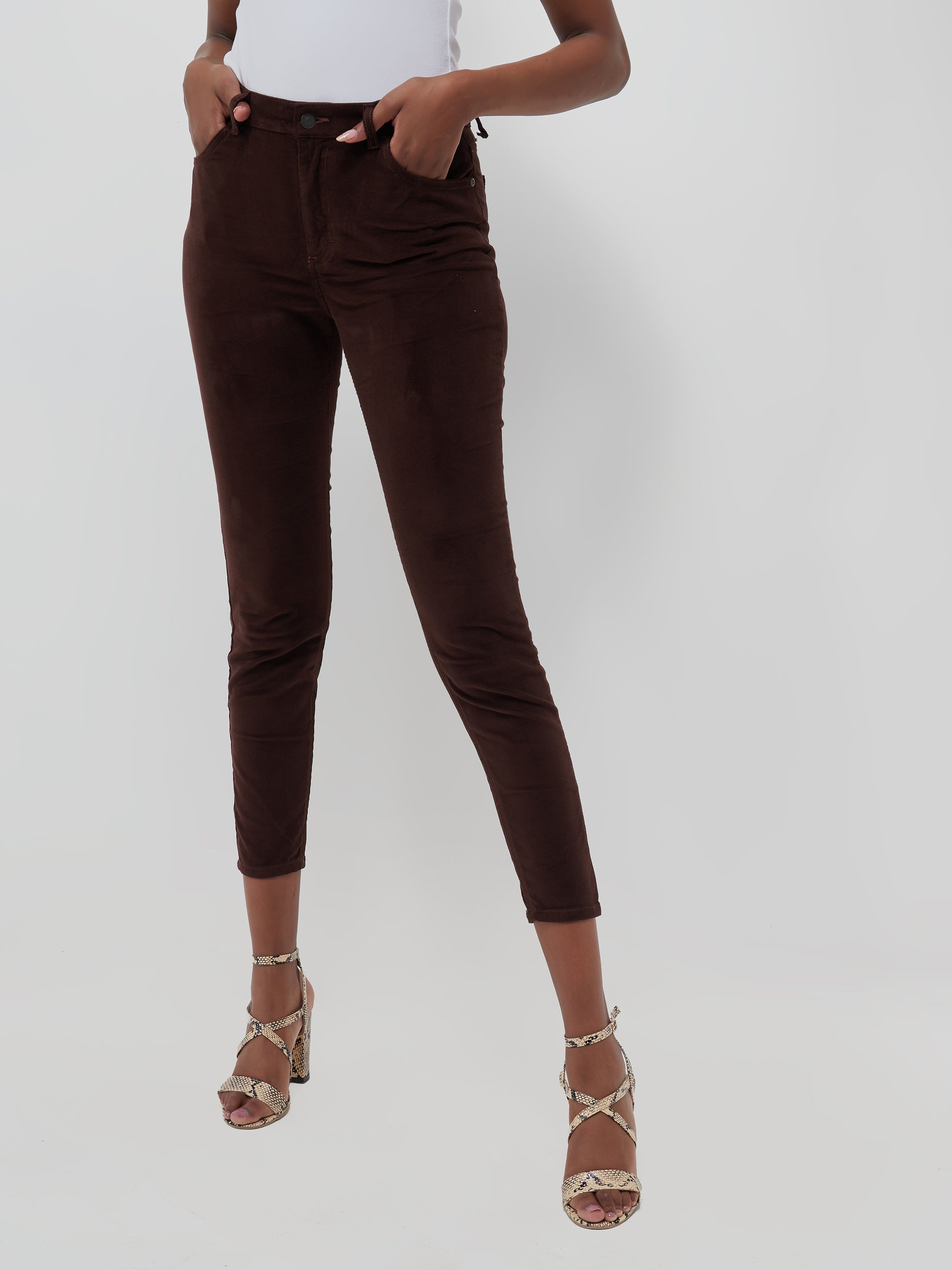 Safari Corduroy Skinny Jeans - Brown