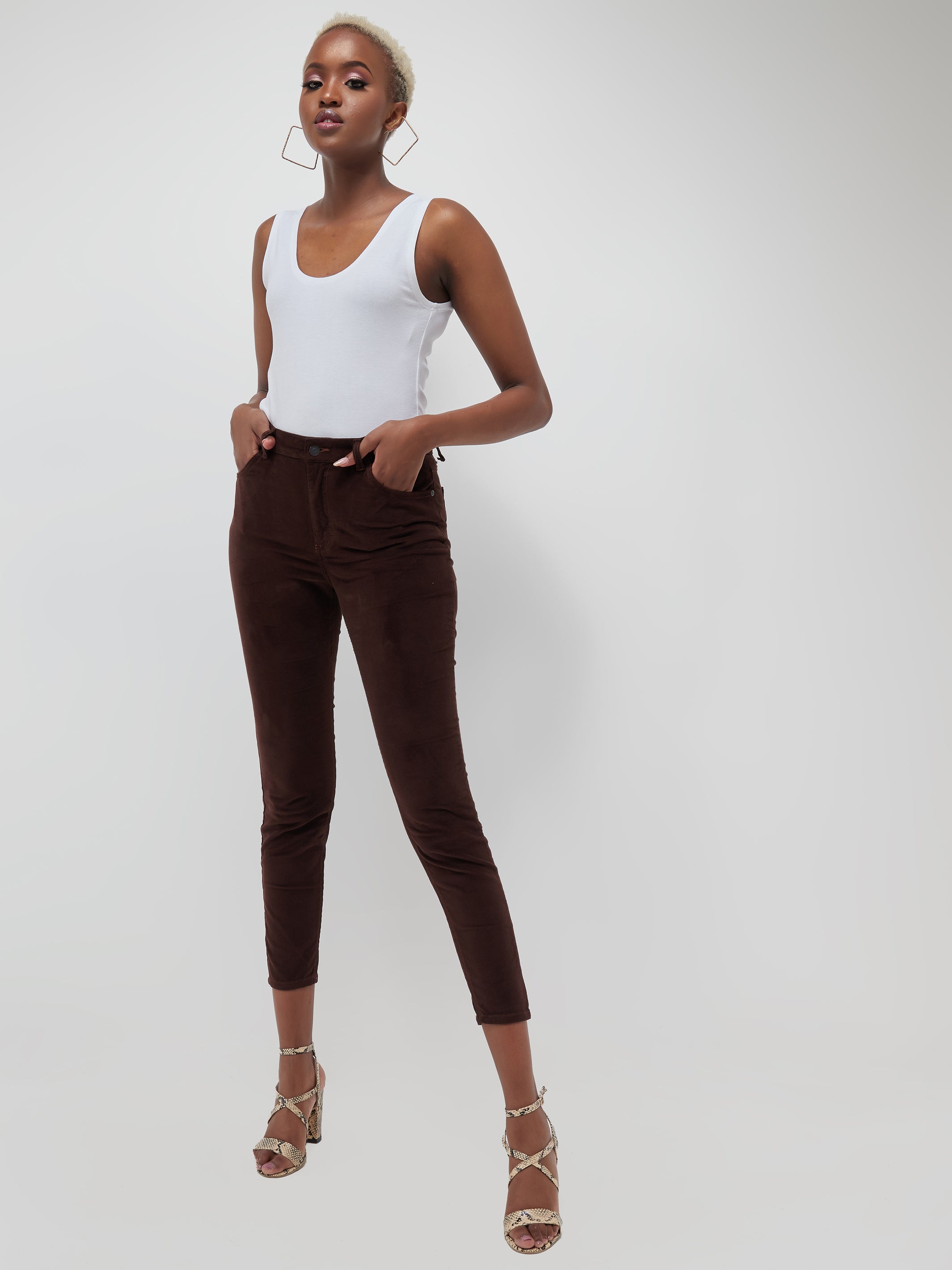 Safari Corduroy Skinny Jeans - Brown