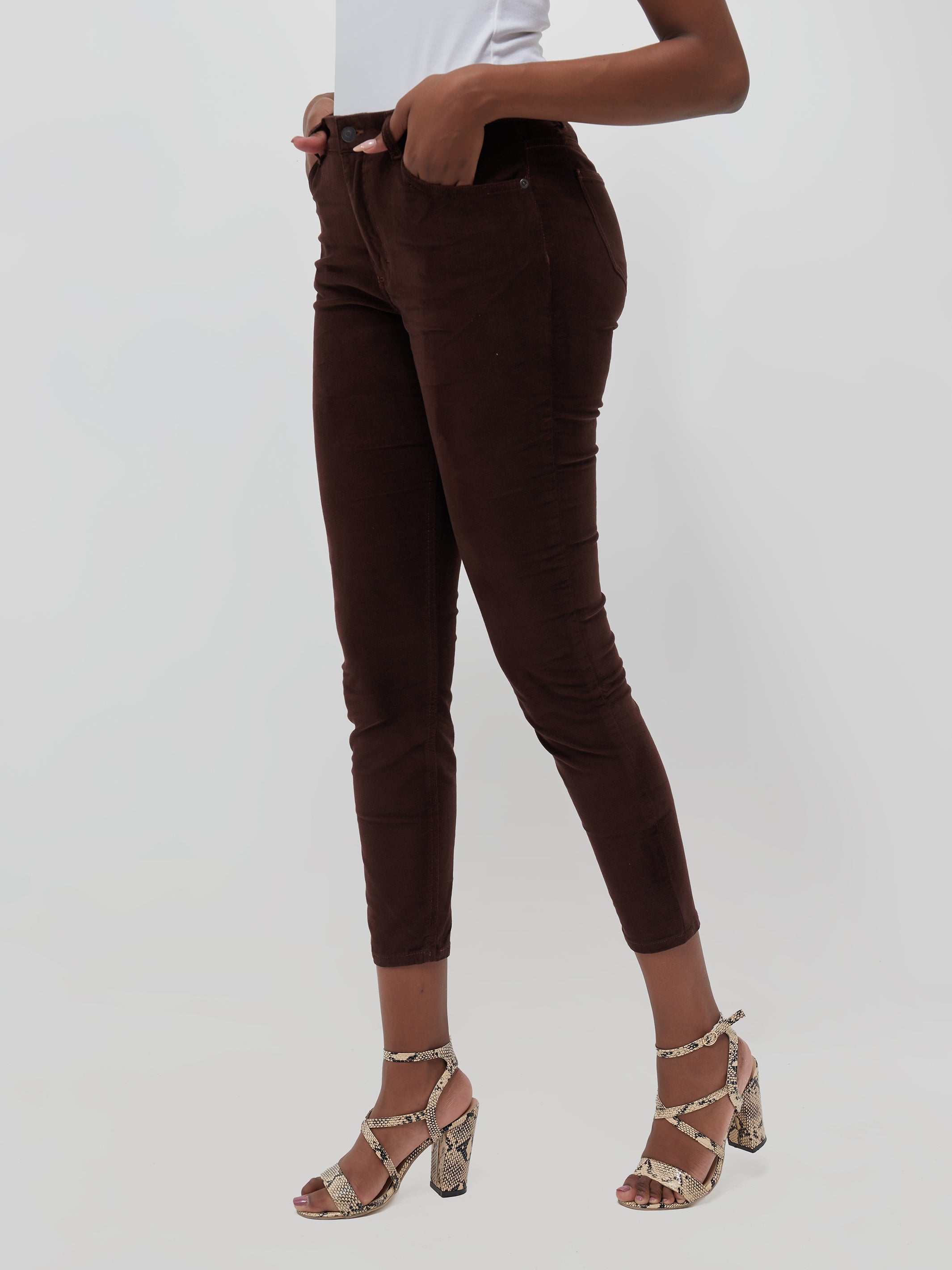 Safari Corduroy Skinny Jeans - Brown