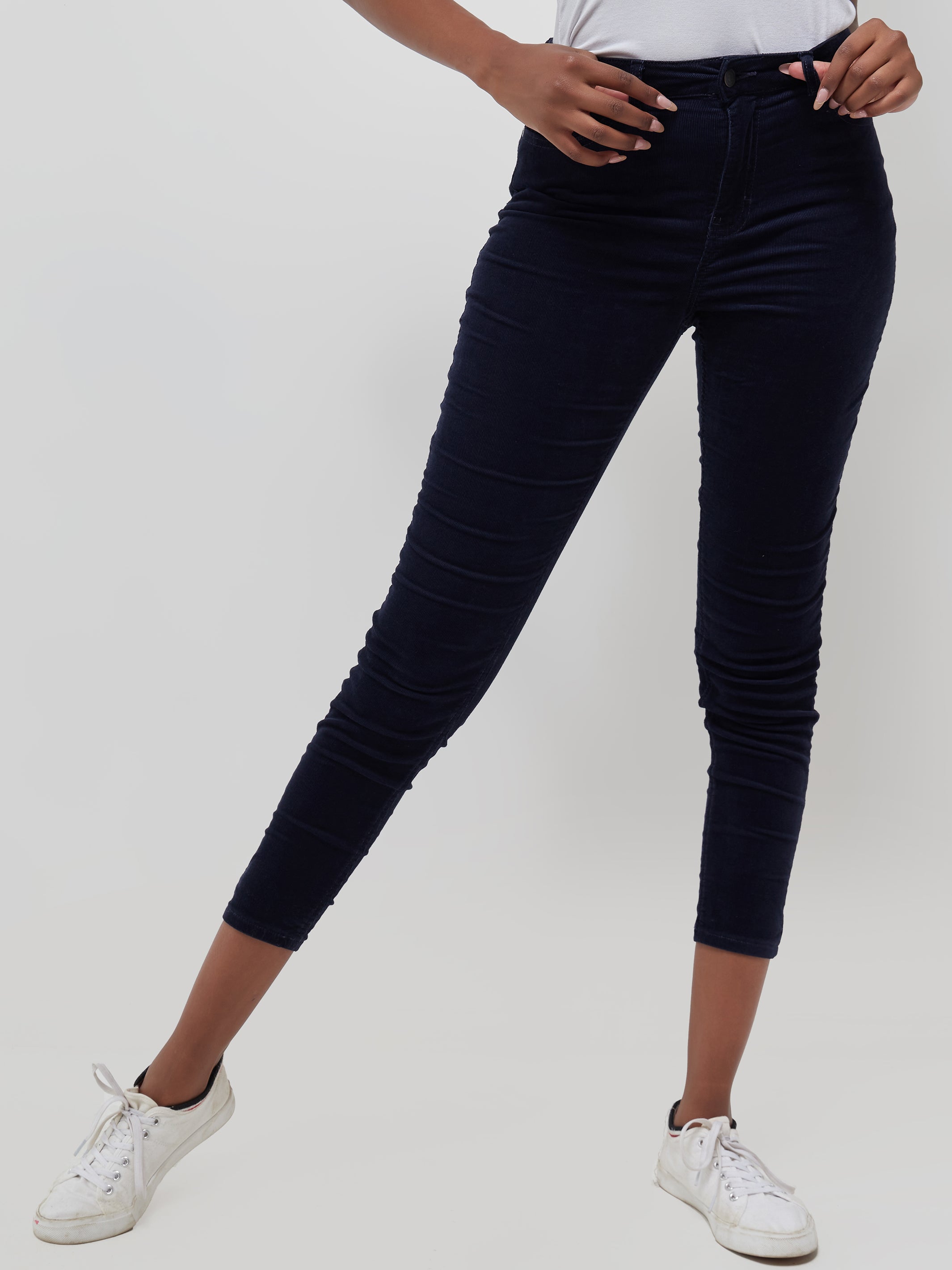 Safari Corduroy Skinny Jeans - Navy Blue