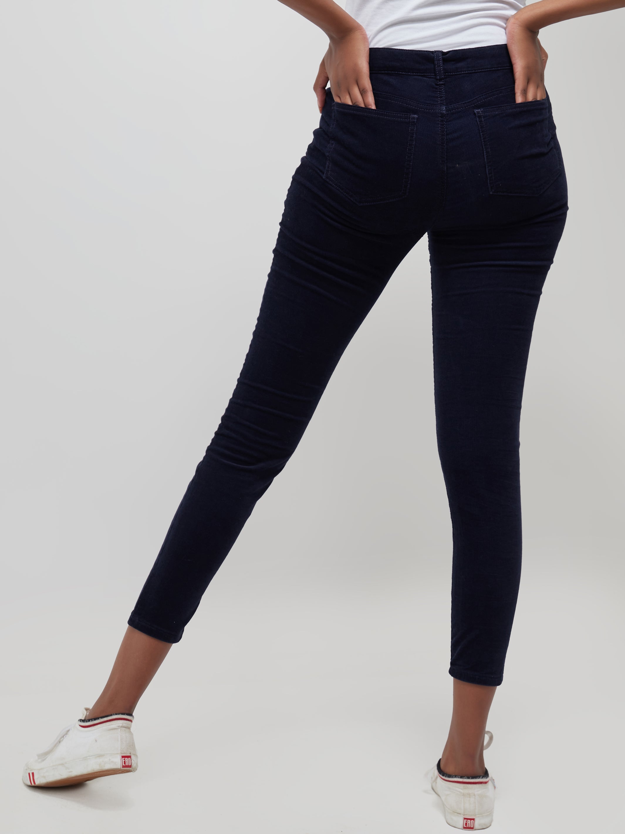 Safari Corduroy Skinny Jeans - Navy Blue