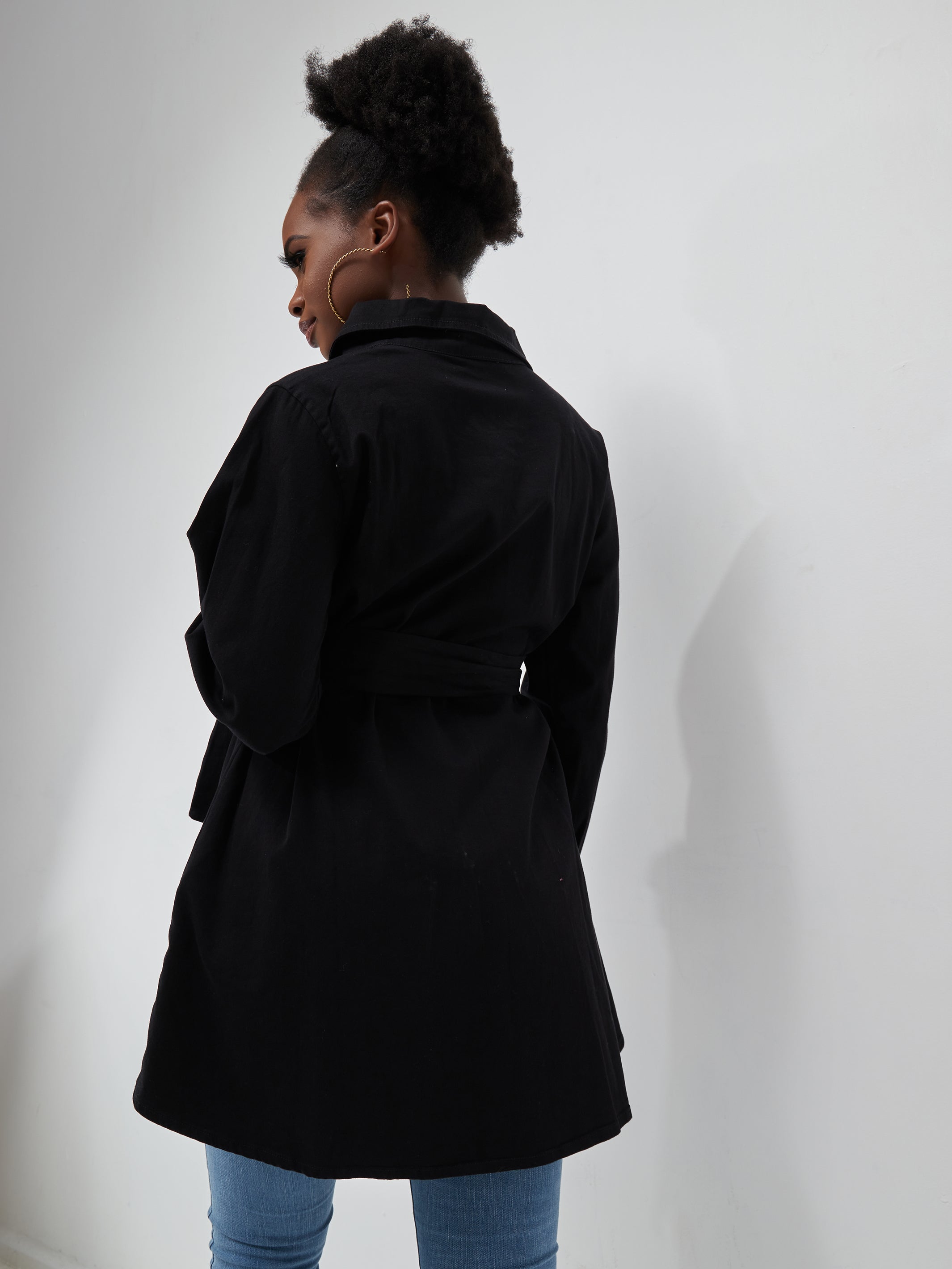 Safari Basic Belted Coat (Long) - Black