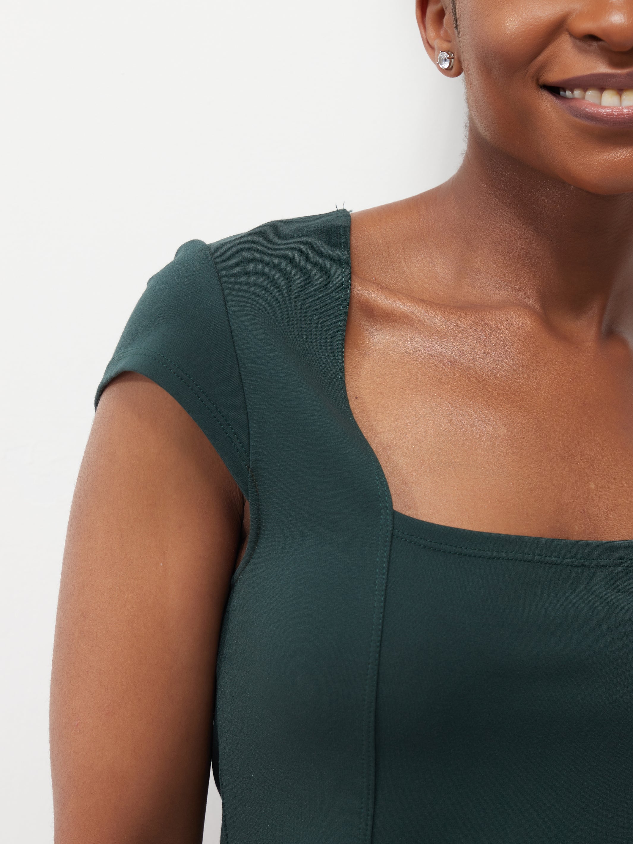 Vivo Ada Peplum Top - Dark Green