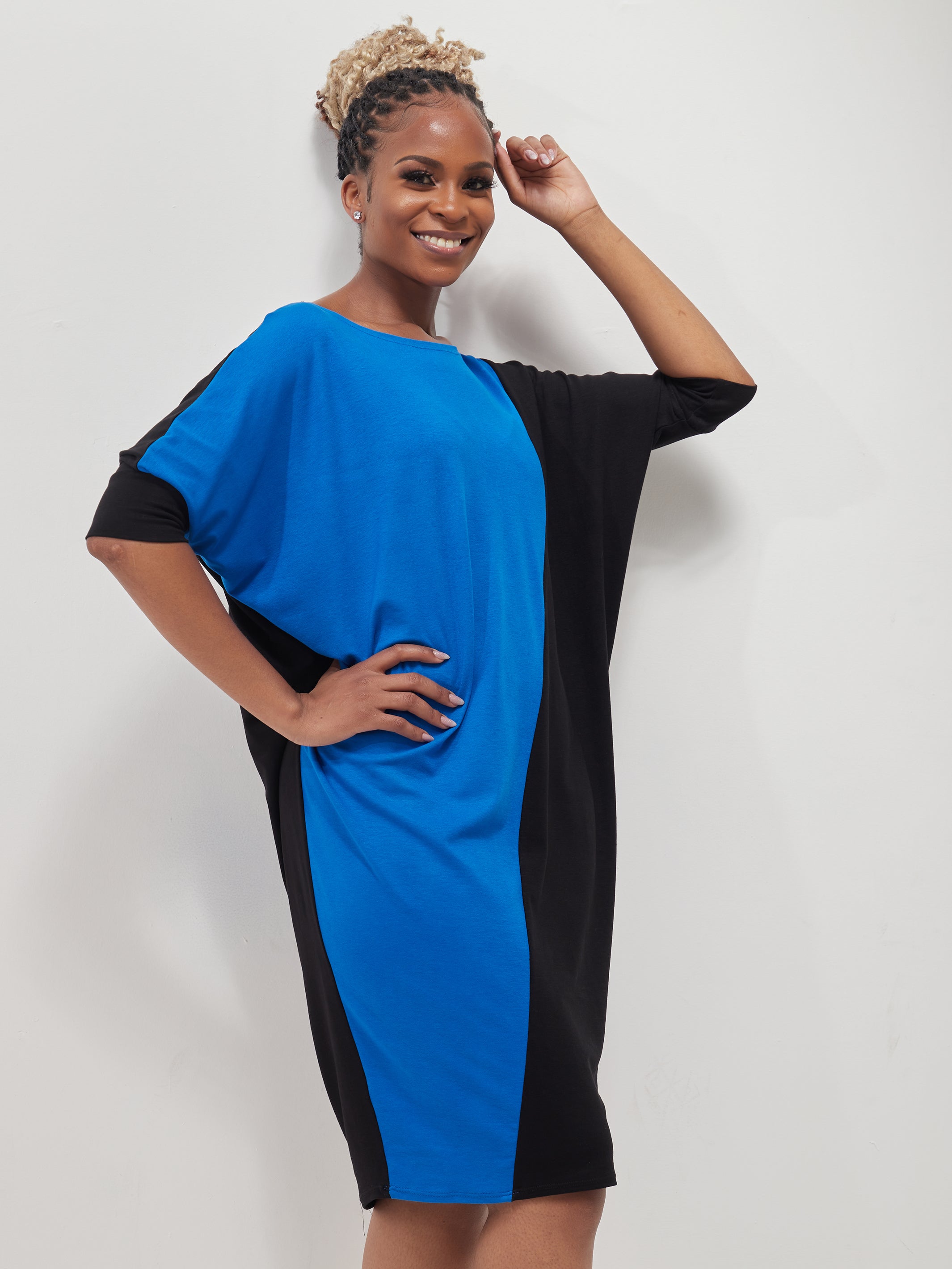 Vivo Zuri Dolman Dress - Black / Blue