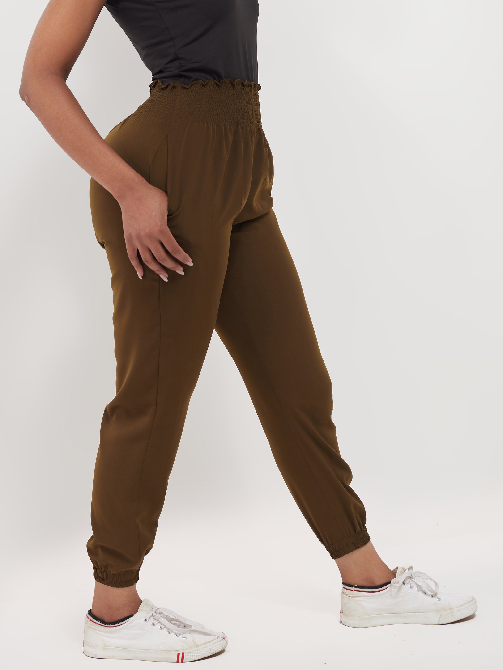 Safari Naima Shirred Waist Jogger Pants - Hunters Green