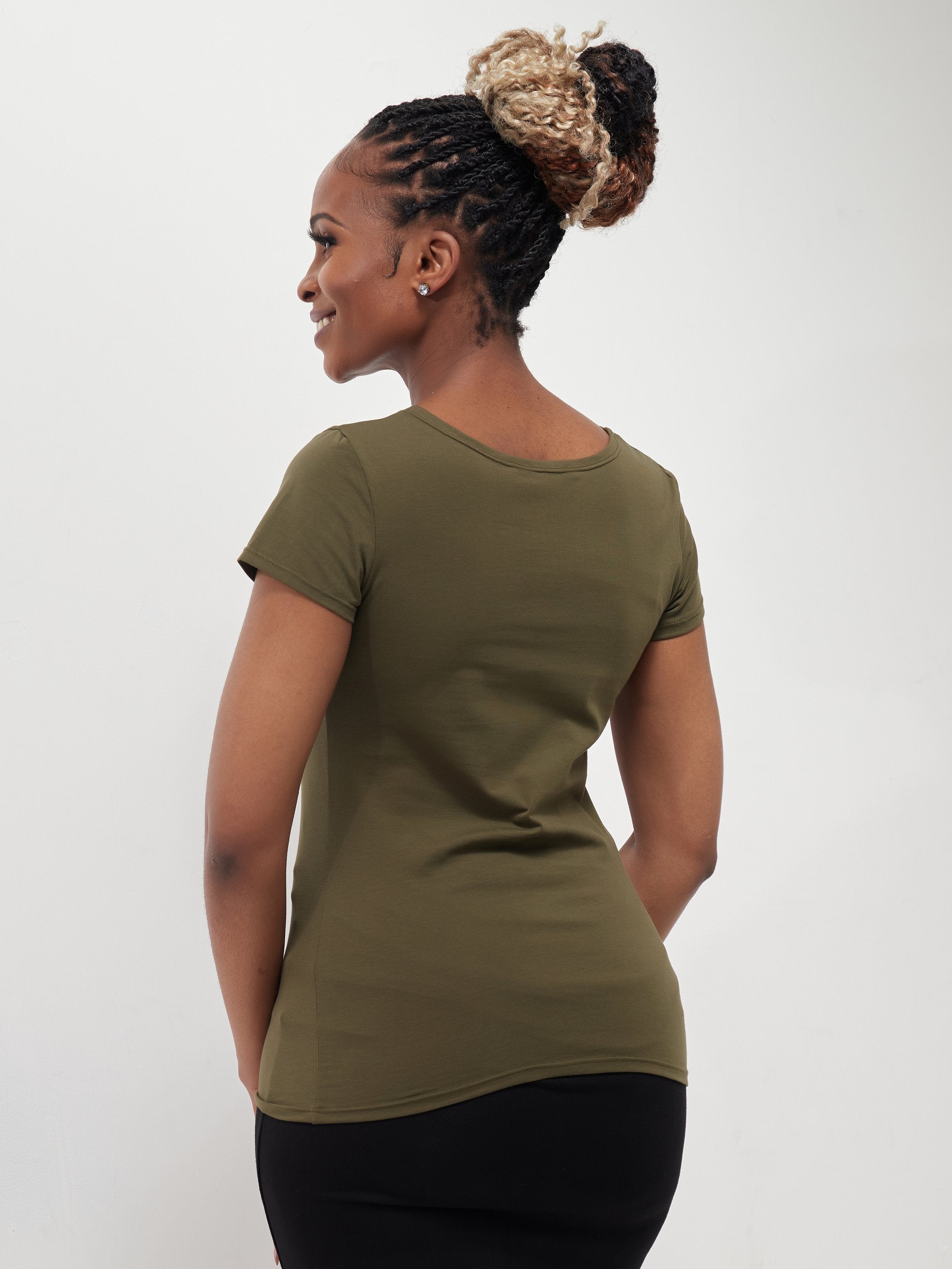 Safari Naima Scoop Neck Cap Sleeve Top - Hunters Green