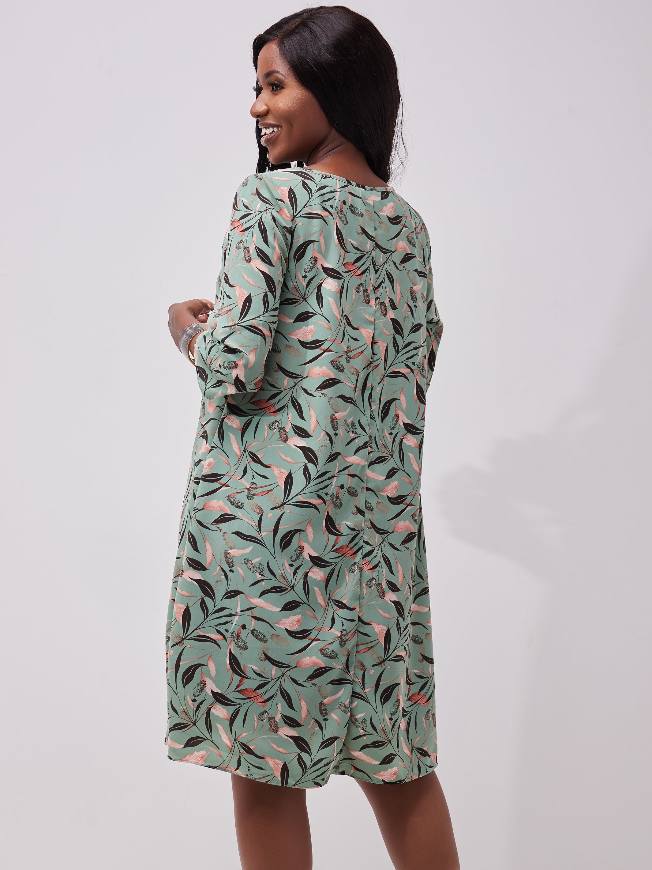 Vivo Basic Ayo Tent Dress - Sea Green Print