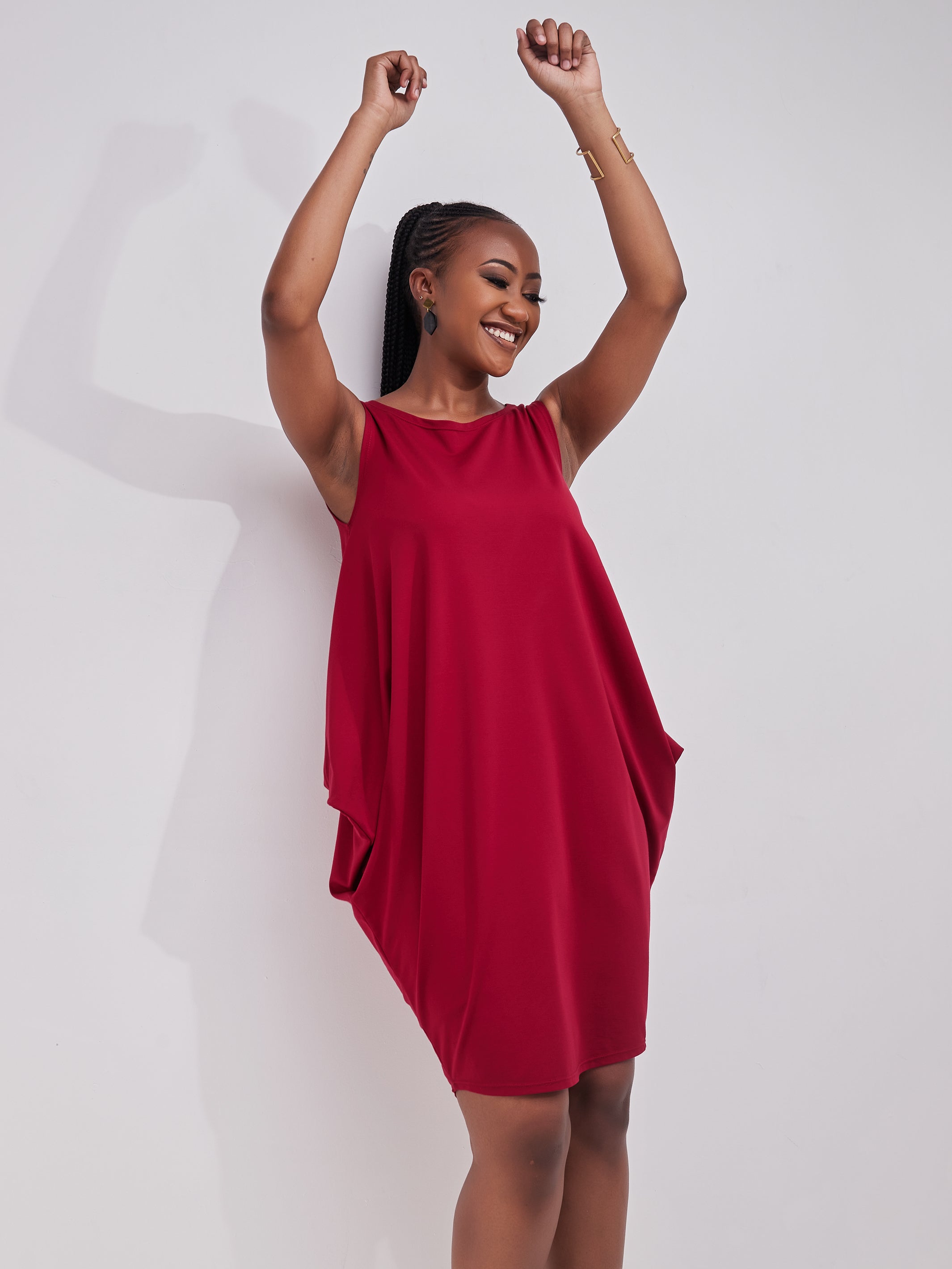 Vivo Salma Knee Length Dress - Maroon