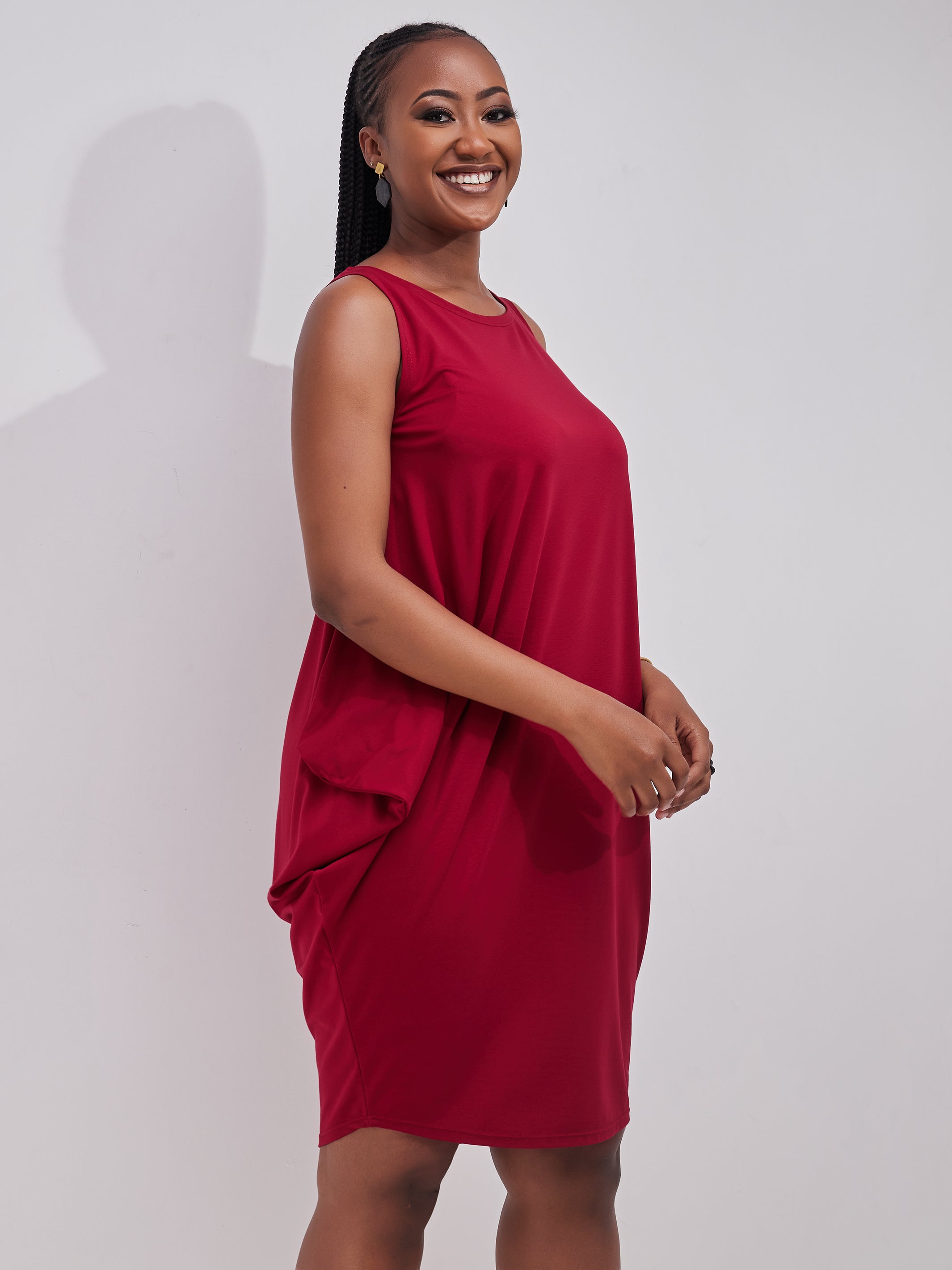 Vivo Salma Knee Length Dress - Maroon
